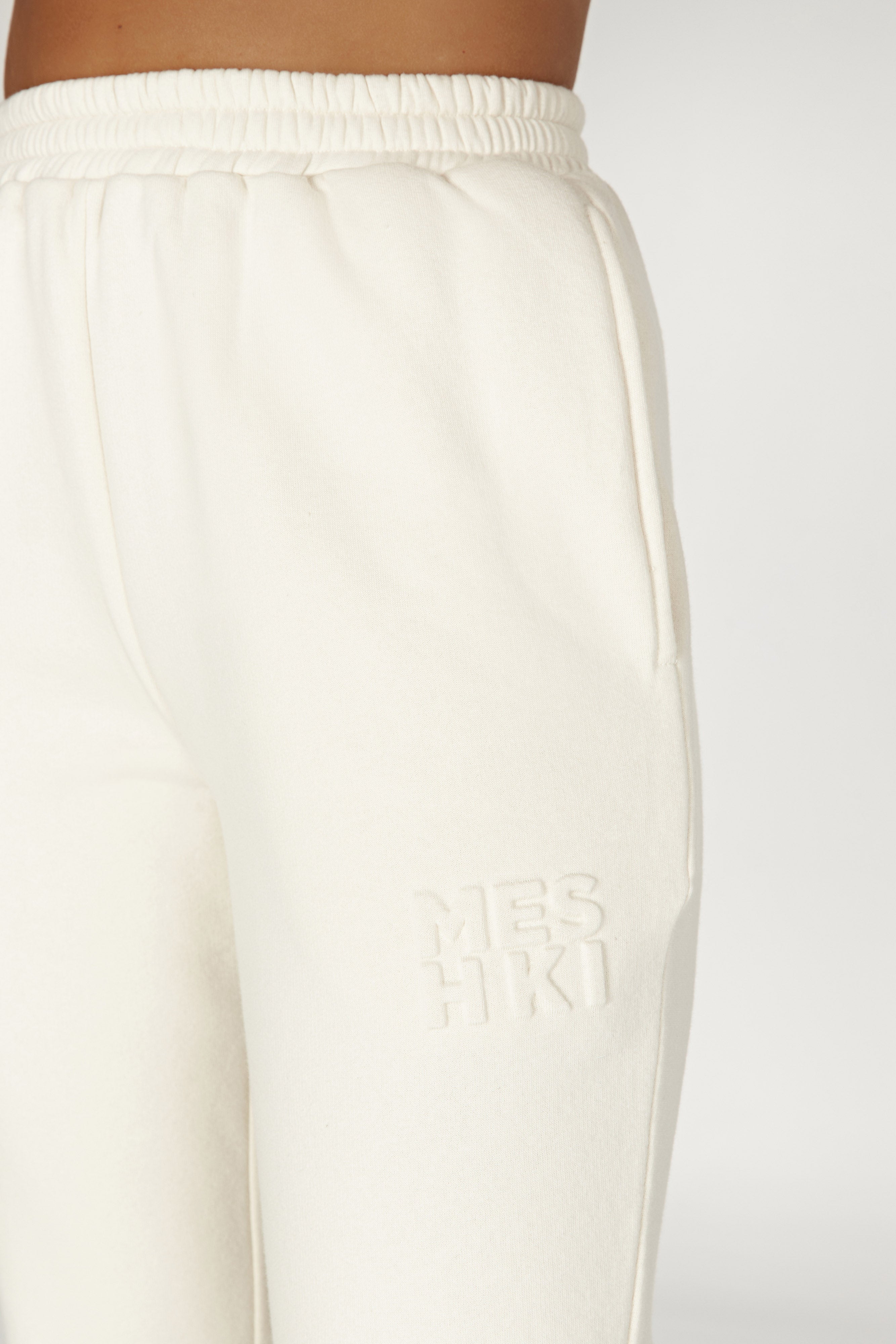 Emery Embossed Fleeceback Joggers - Bone