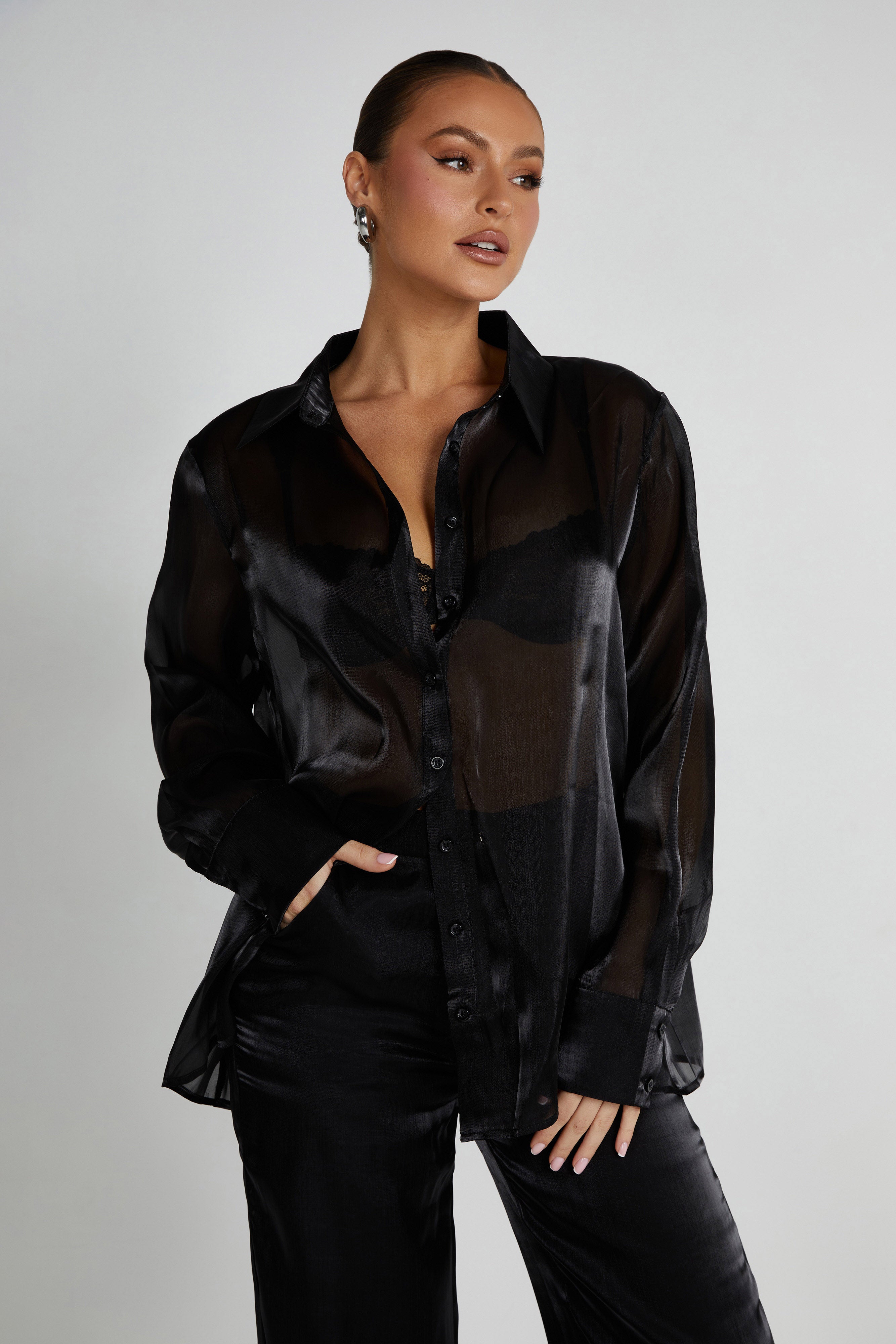 Kinsley Sheer Shirt - Black