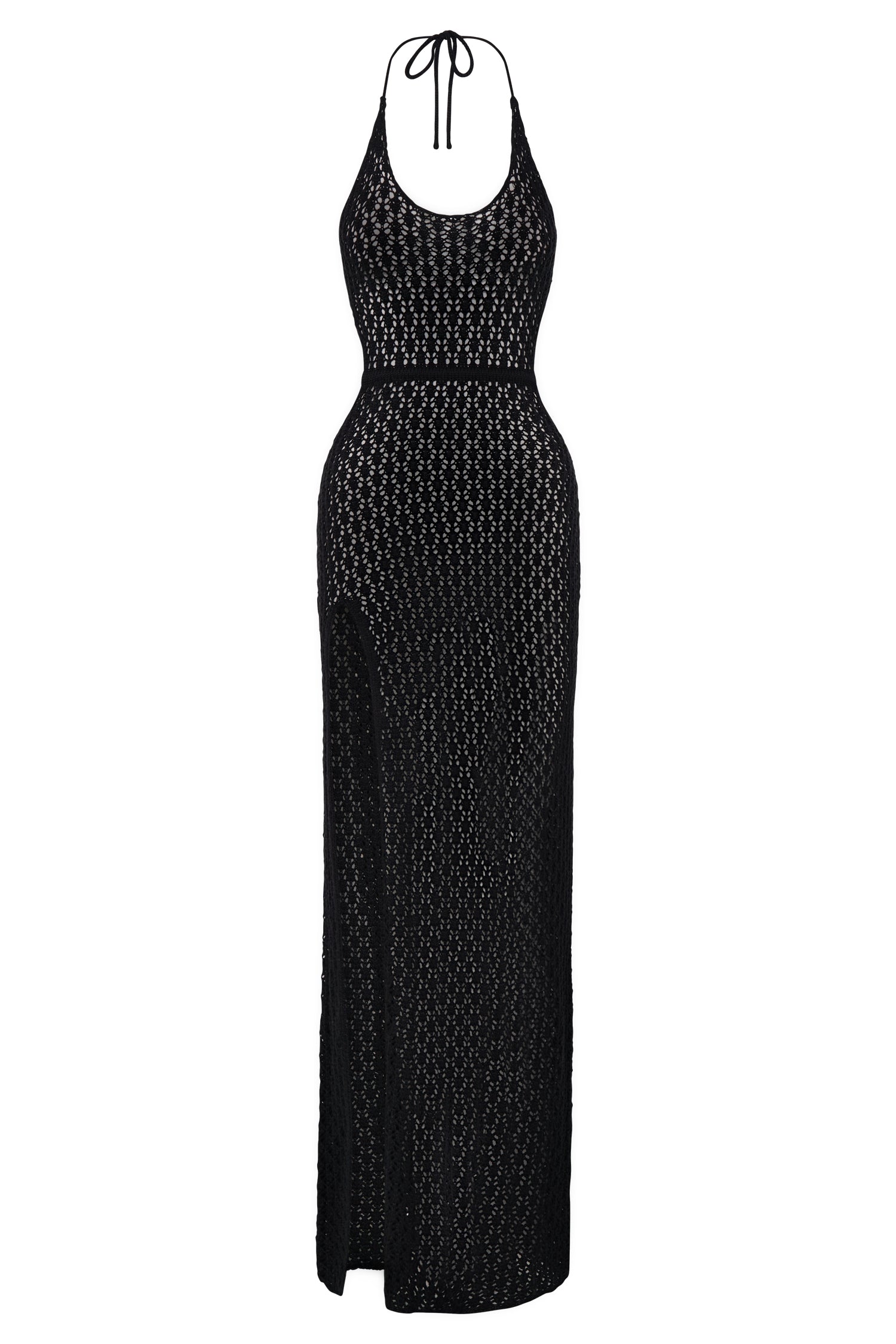 Malia Cut Out Crochet Maxi Dress - Black