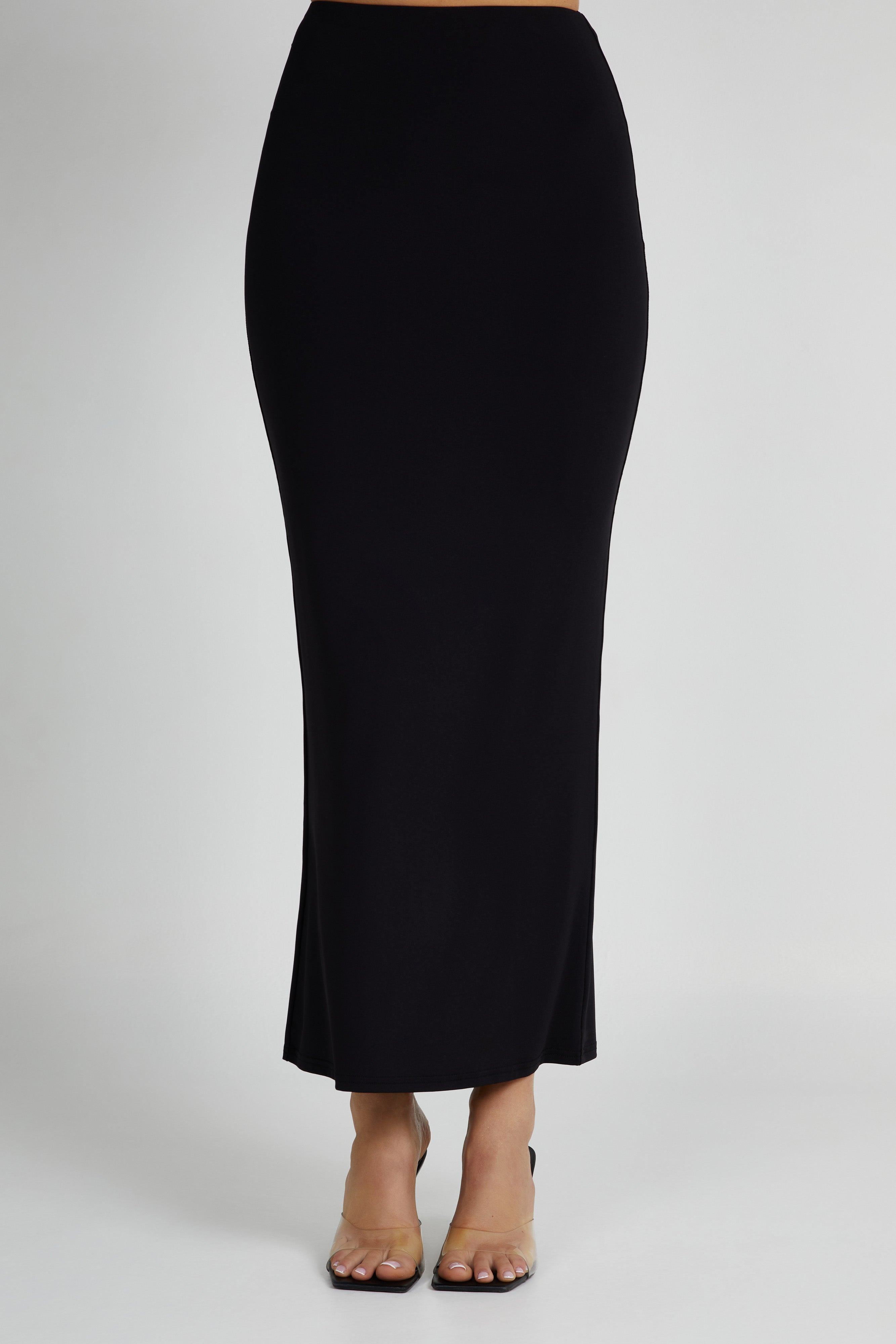 Olympia Recycled Nylon Fishtail Maxi Skirt - Black