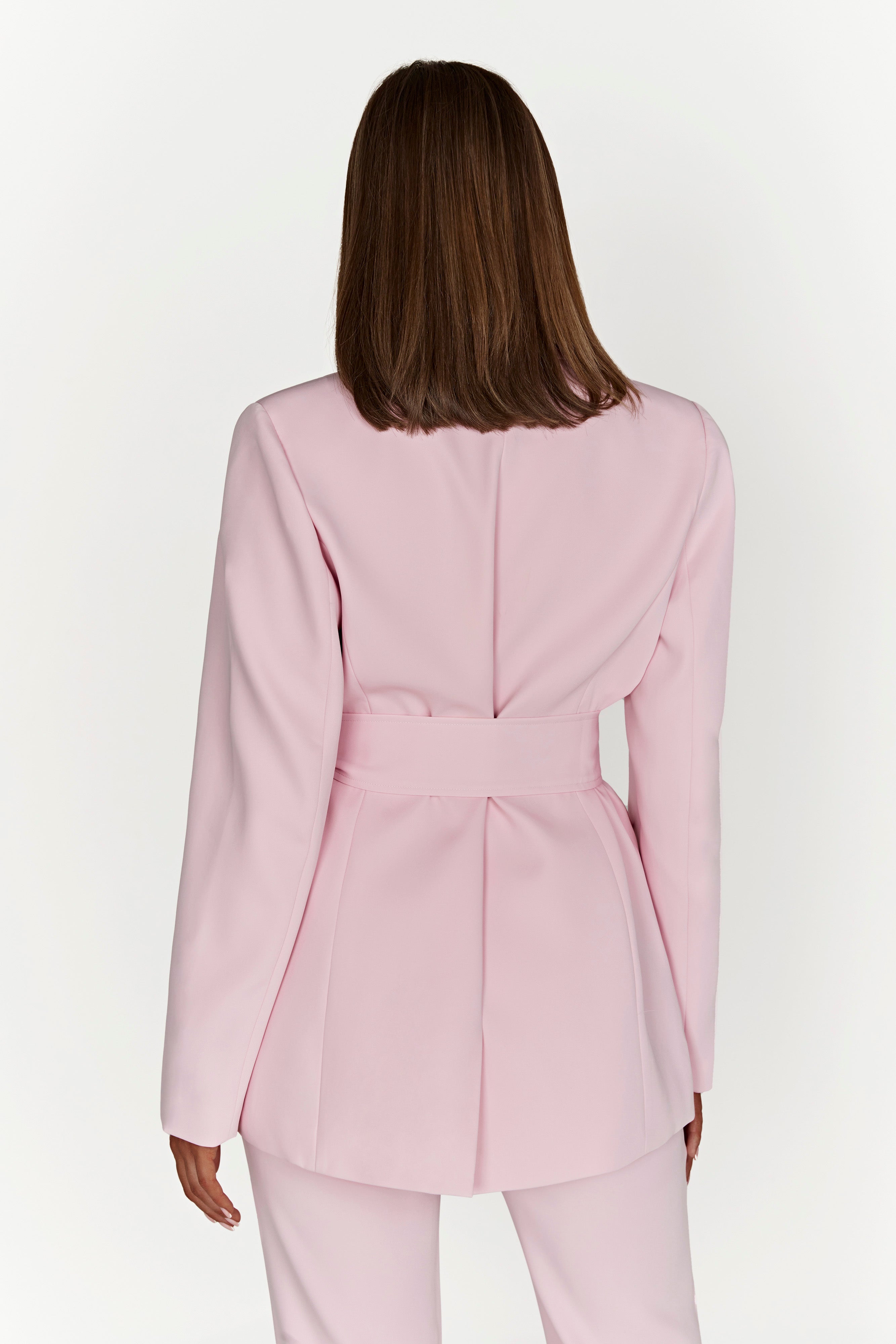 Arna Oversized Belted Blazer - Blush Pink
