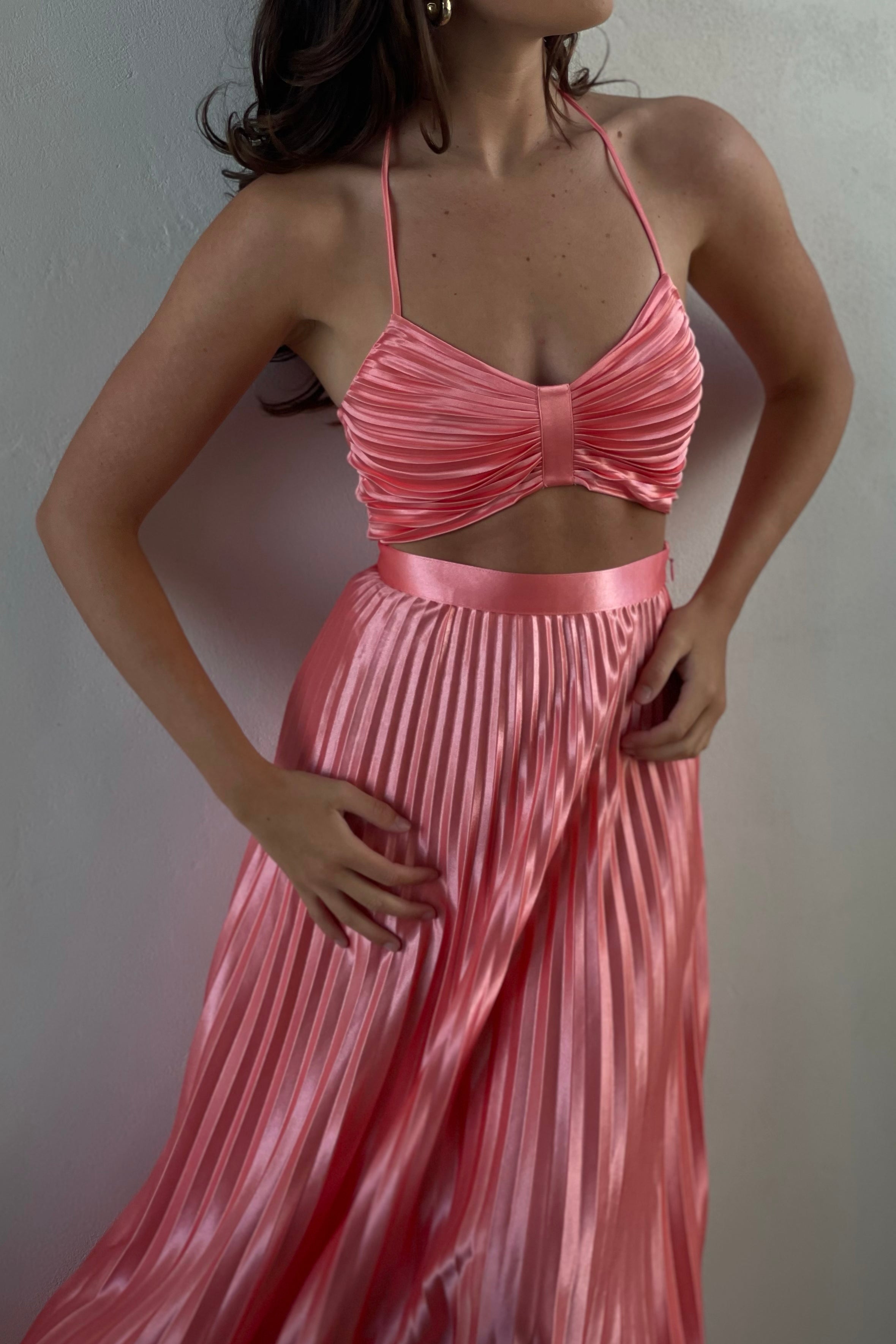 Shirin Pleated Halter Top - Rosewater
