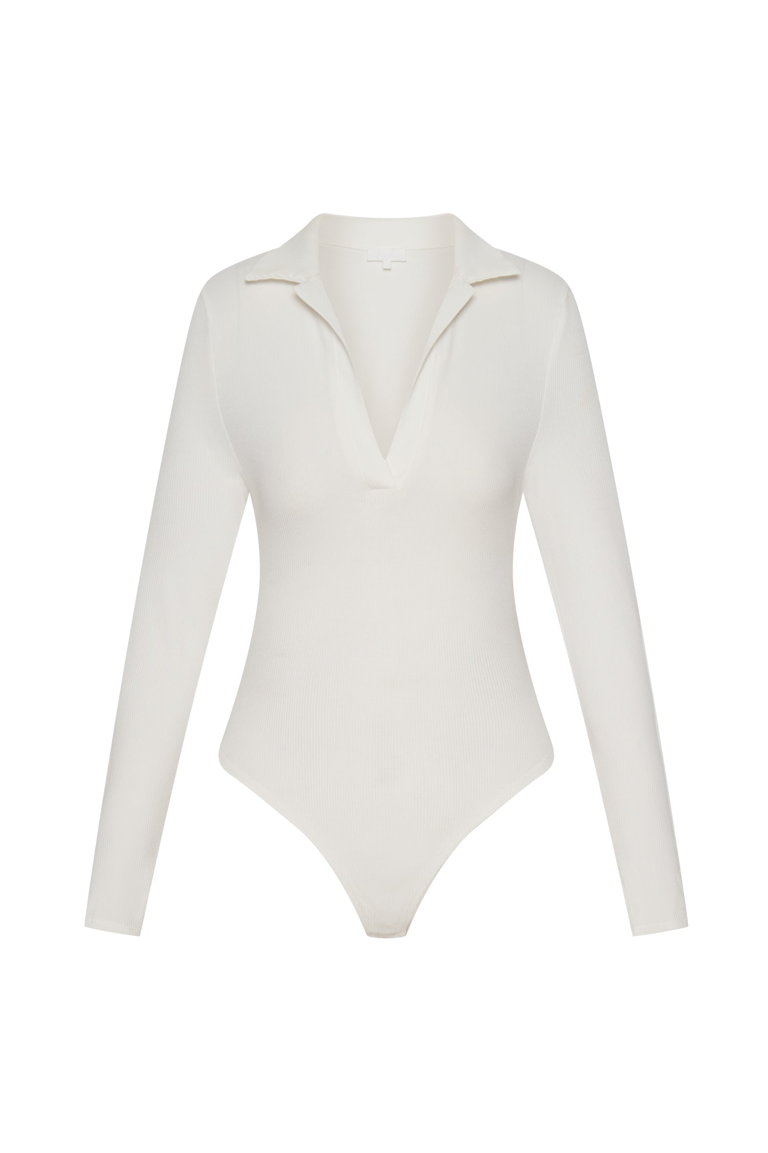 Belle Long Sleeve Collar Bodysuit - White