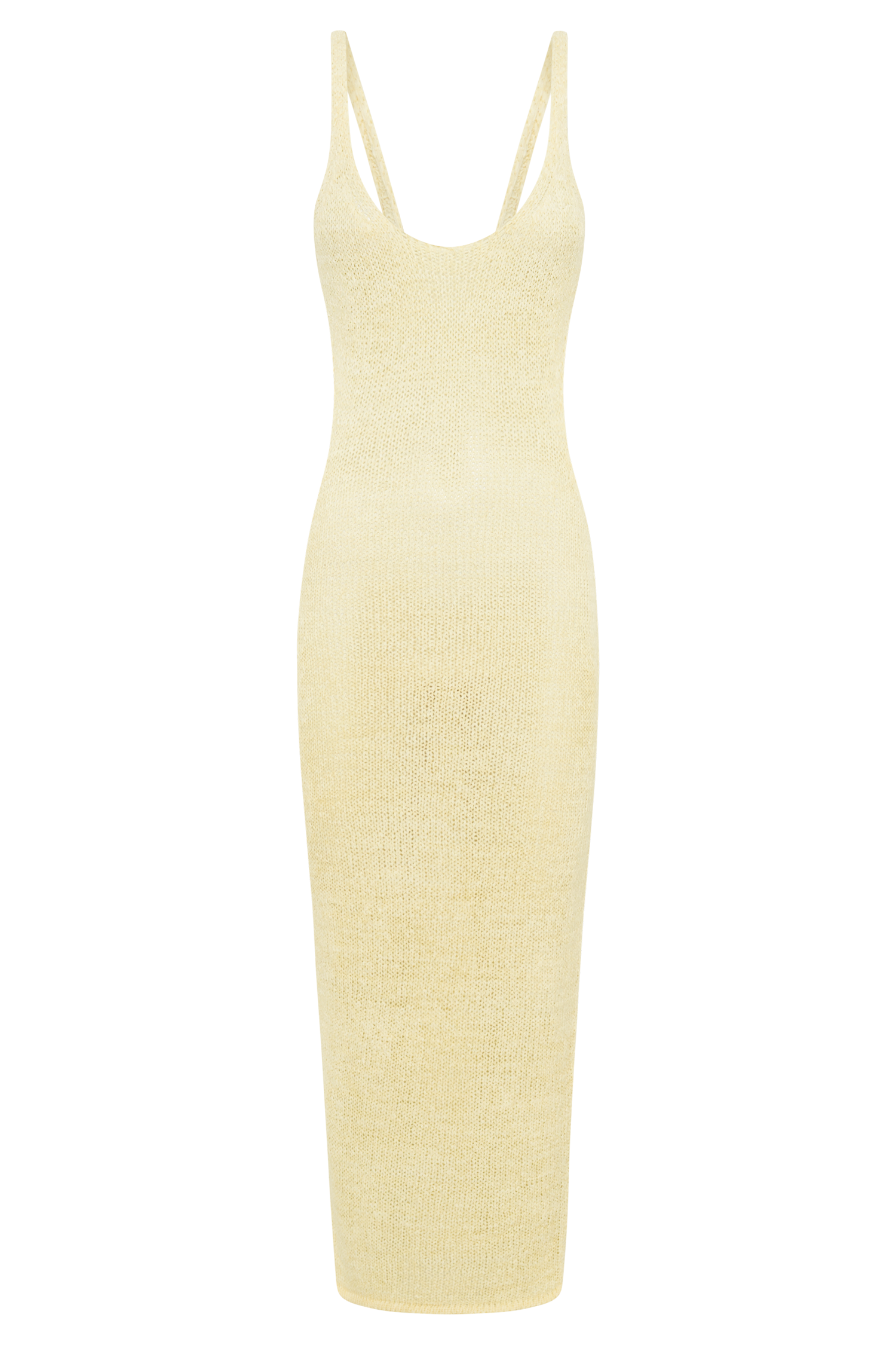 Shae Scoop Neck Knit Midi Dress - Lemon