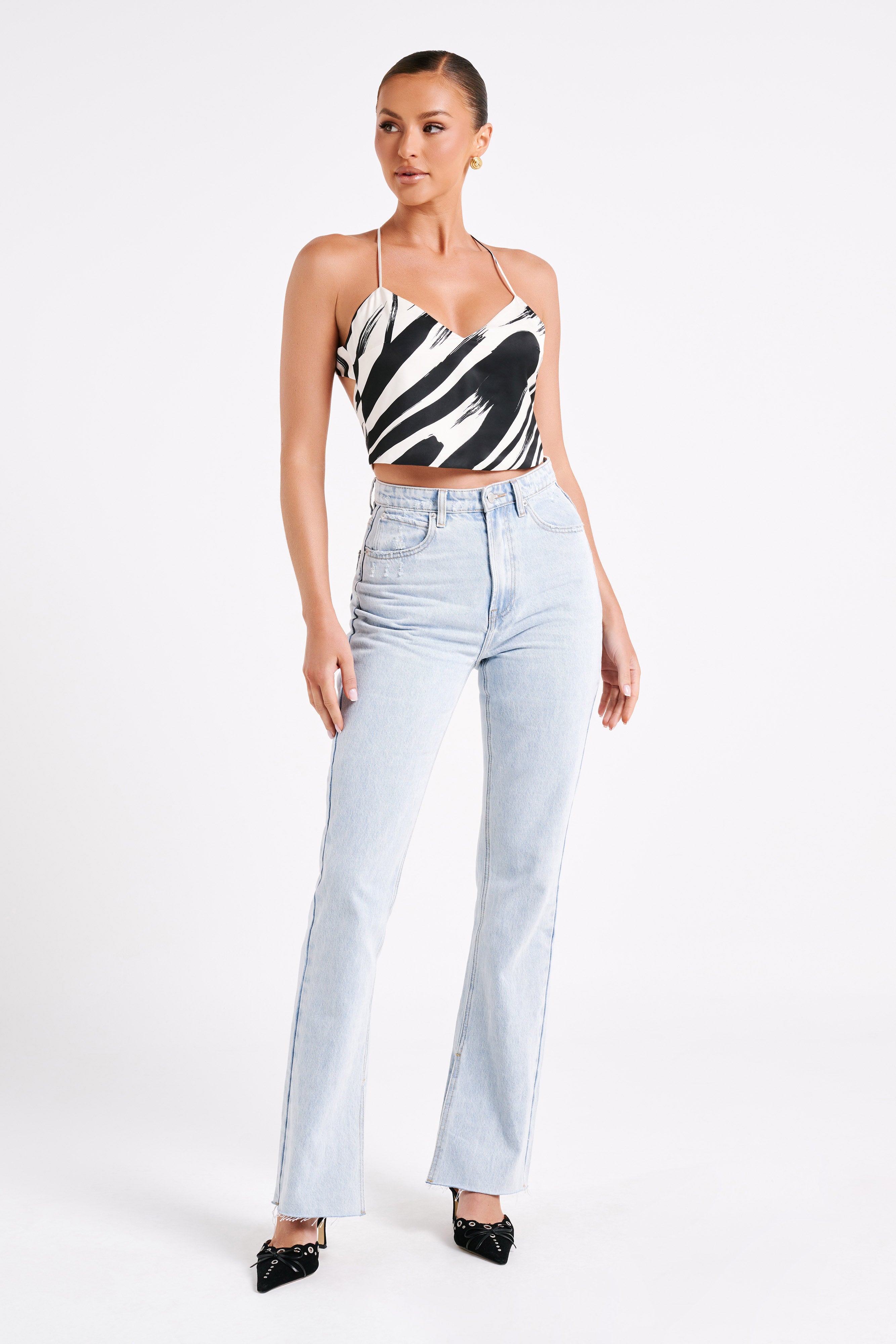 Felicia Printed Halter Top - Abstract Print