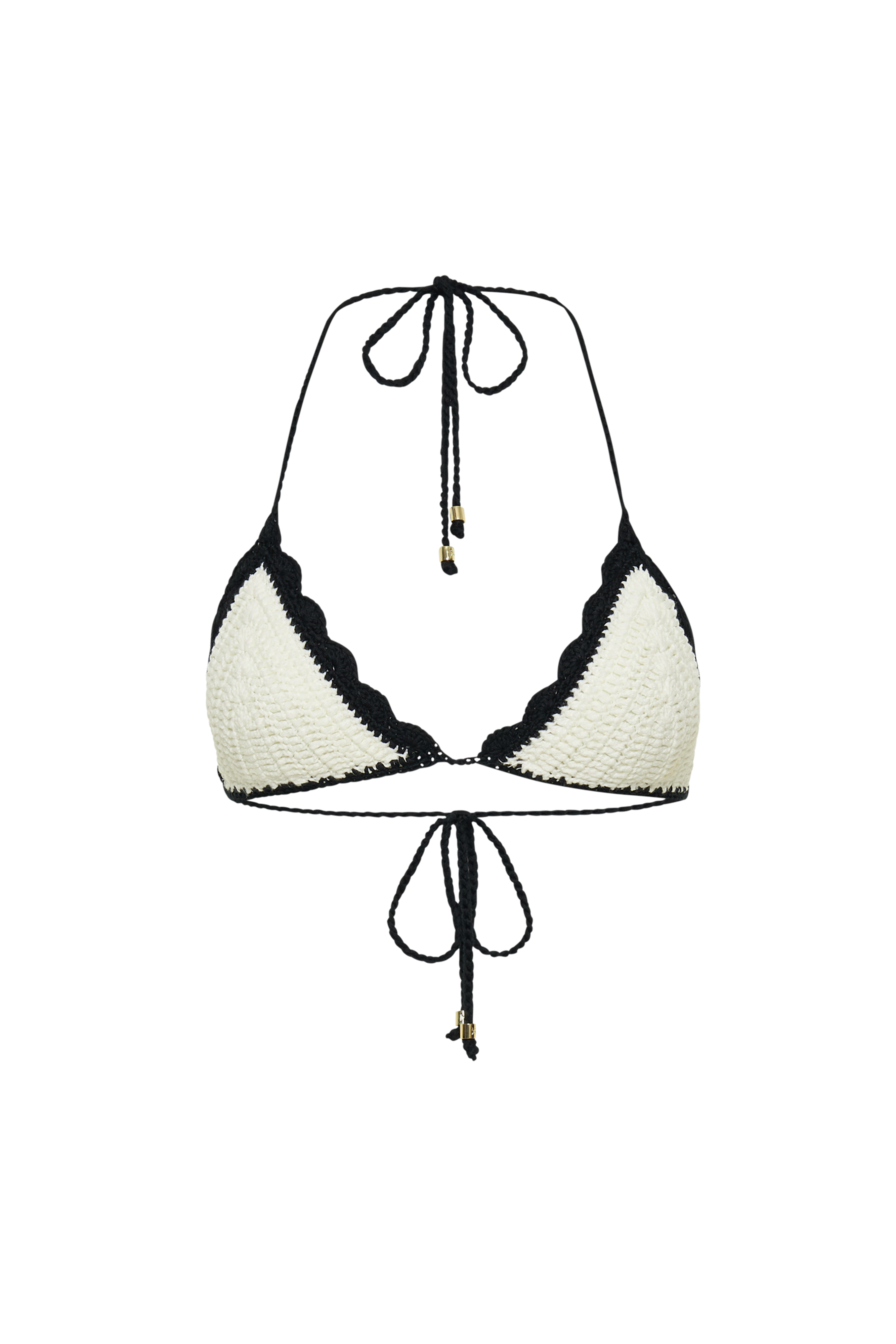 Natalia Contrast Crochet Bikini Top - White