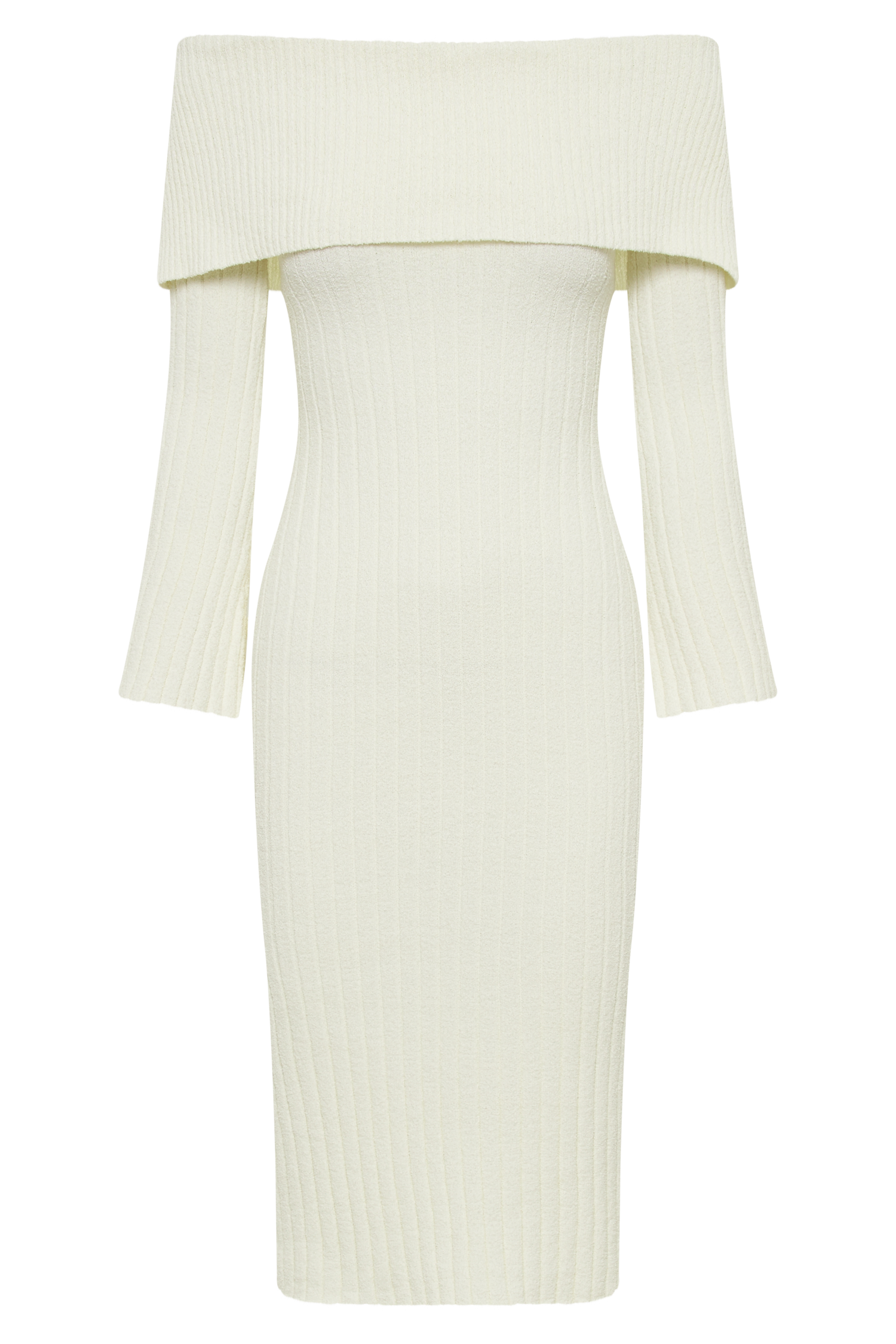 Stefania Off Shoulder Knit Dress - White