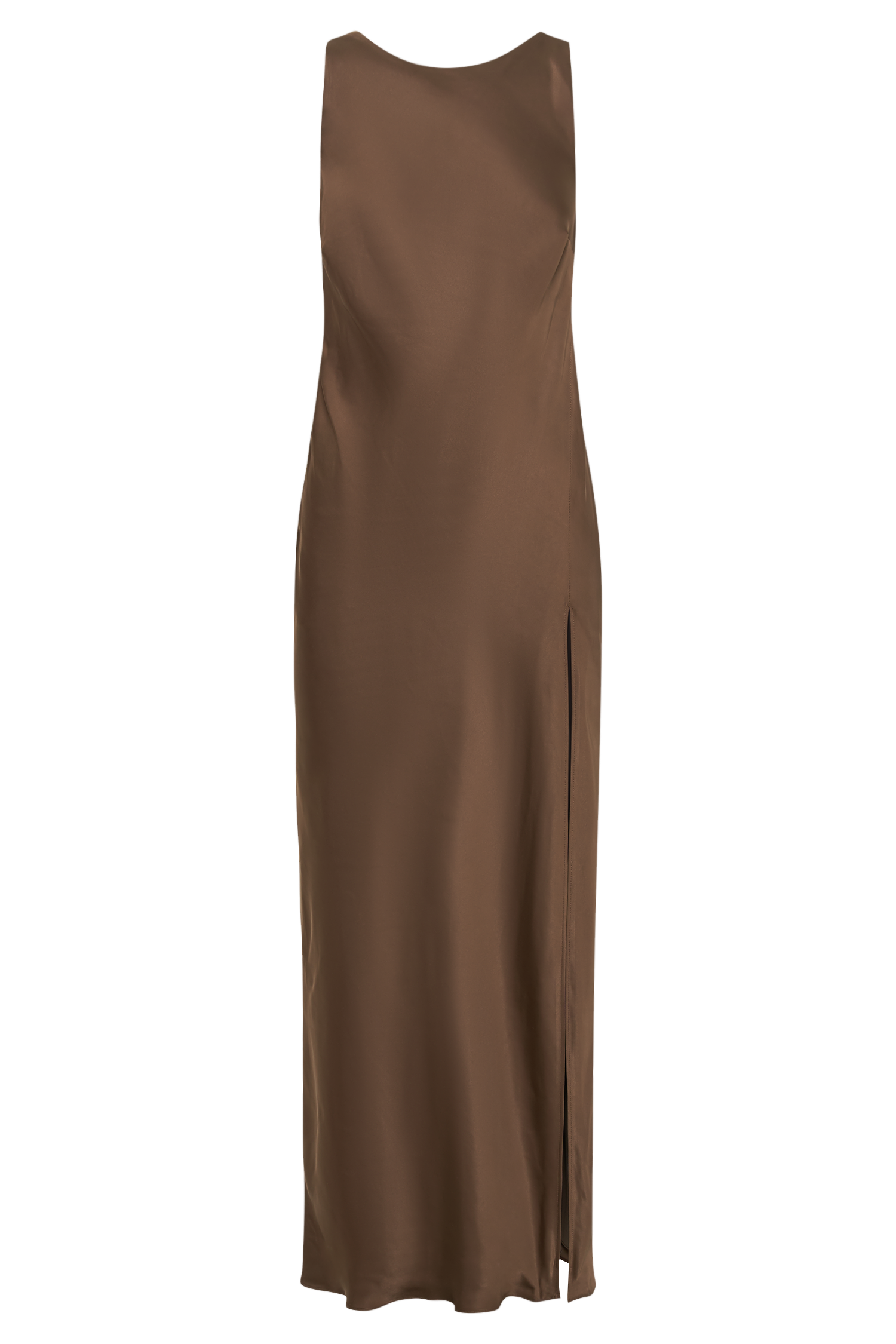 Gemima Satin Maxi Dress With Split - Mocha