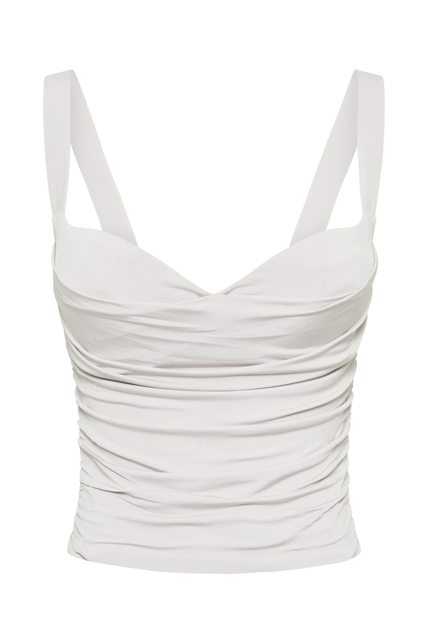 Hailey Slinky Long Line Sweetheart Top - Ice Grey