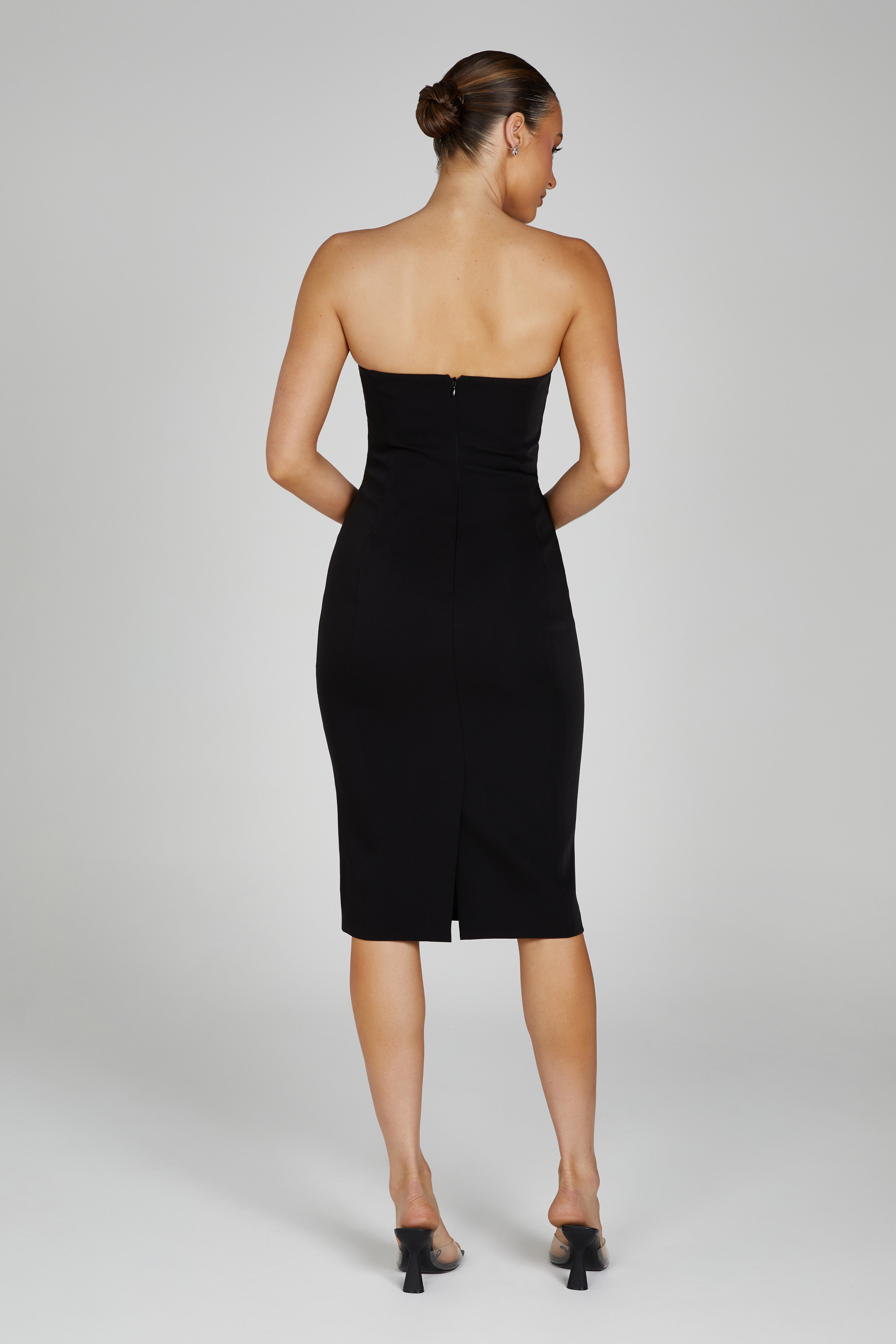Marianne Strapless Crepe Midi Dress - Black