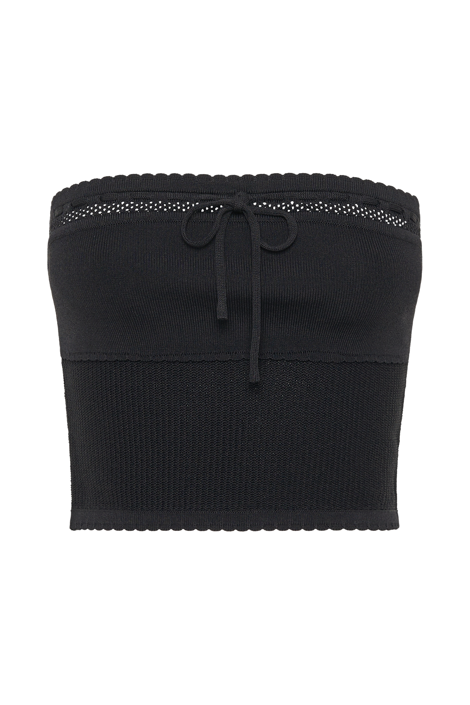 Kyra Waffle Knit Tube Top - Black