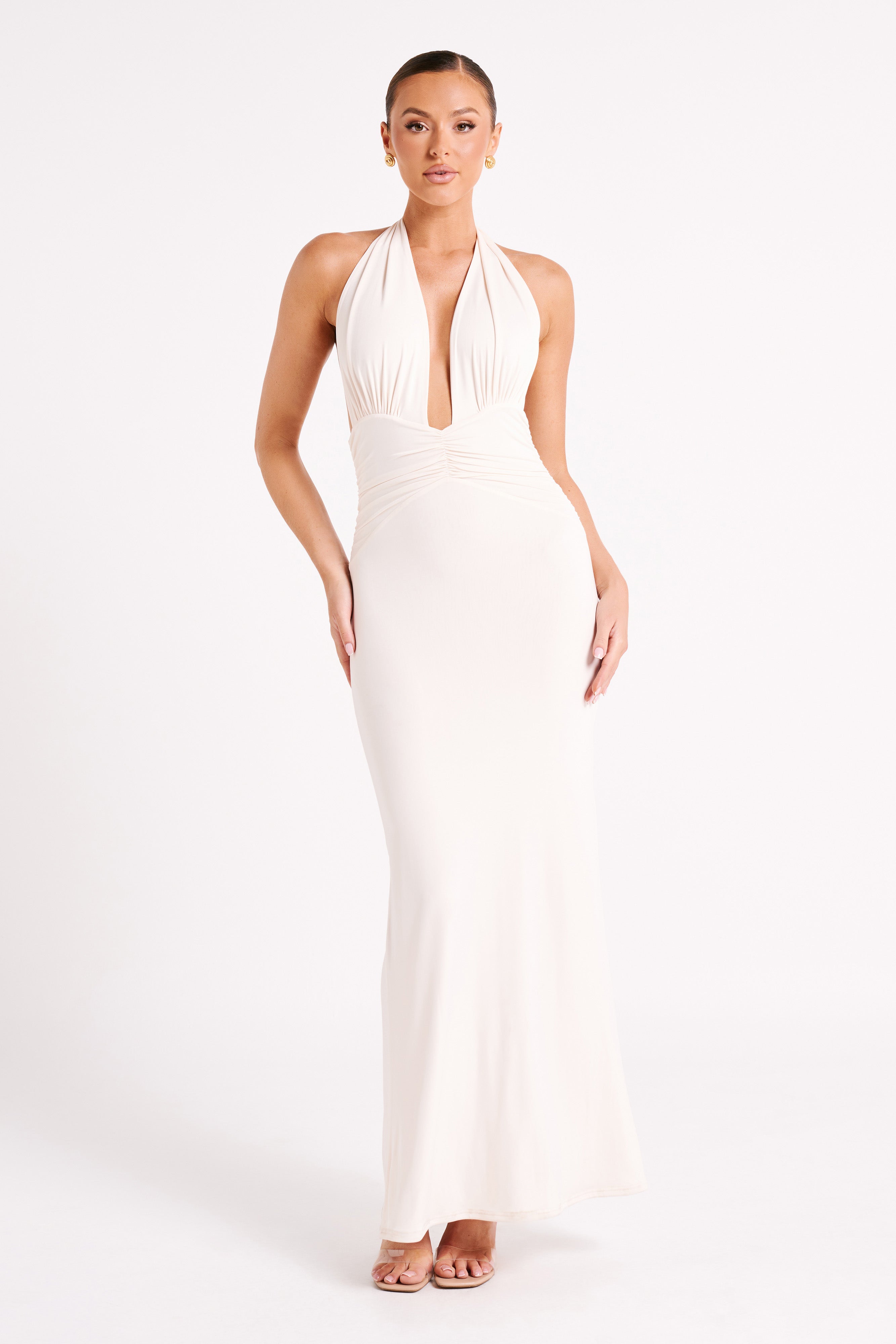 Jovanna Slinky Halter Maxi Dress - Sand