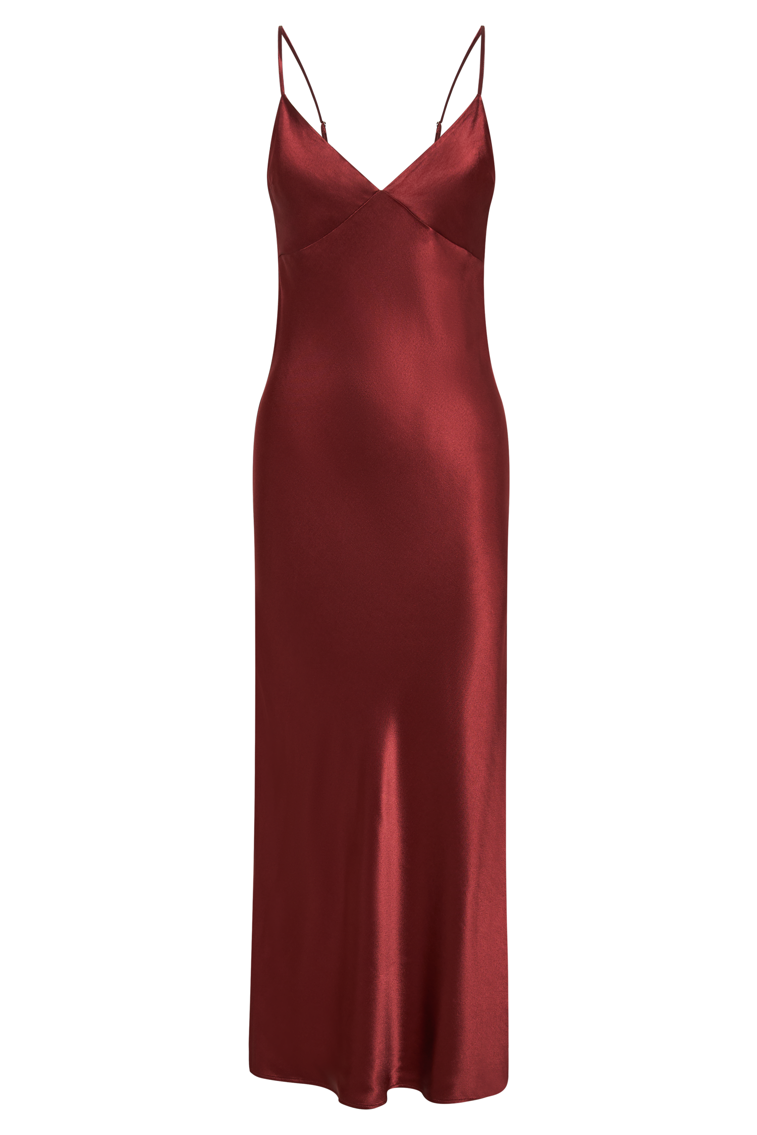 Valentine's Day Satin Chiffon Midi Dress - Berry