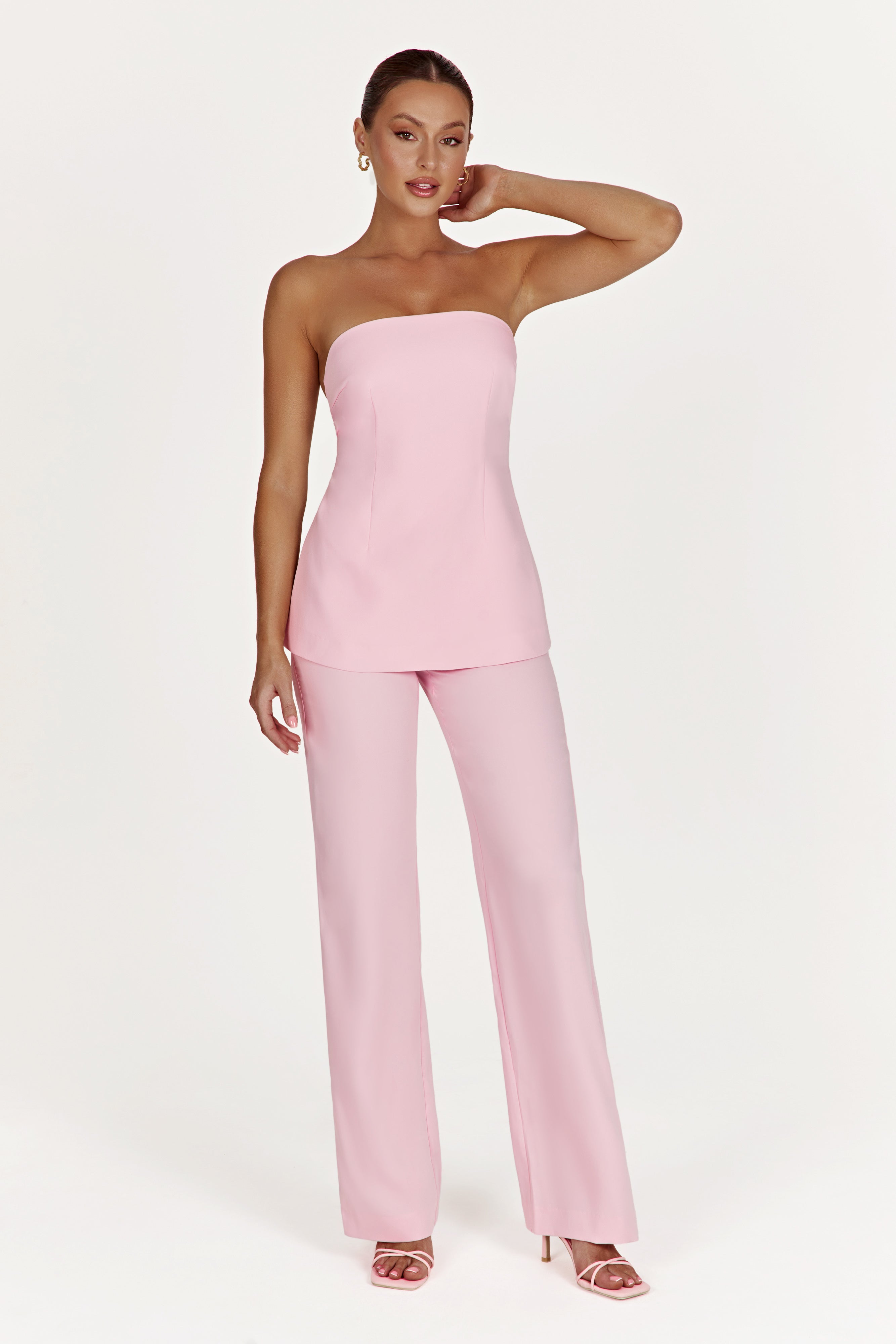 Astrid Strapless Back Tie Top - Blush Pink