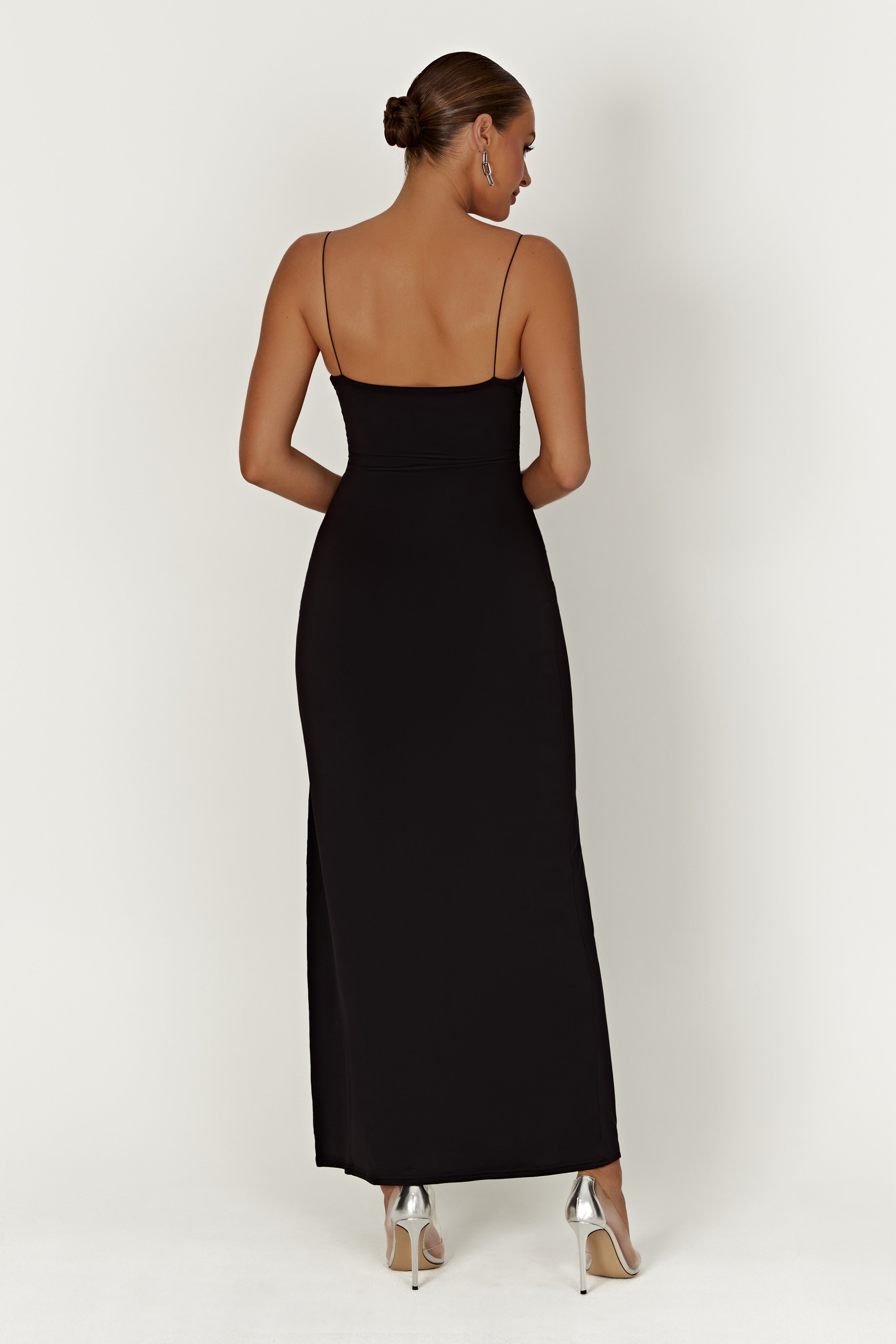 Addison Recycled Nylon Cupped Maxi Dress - Black