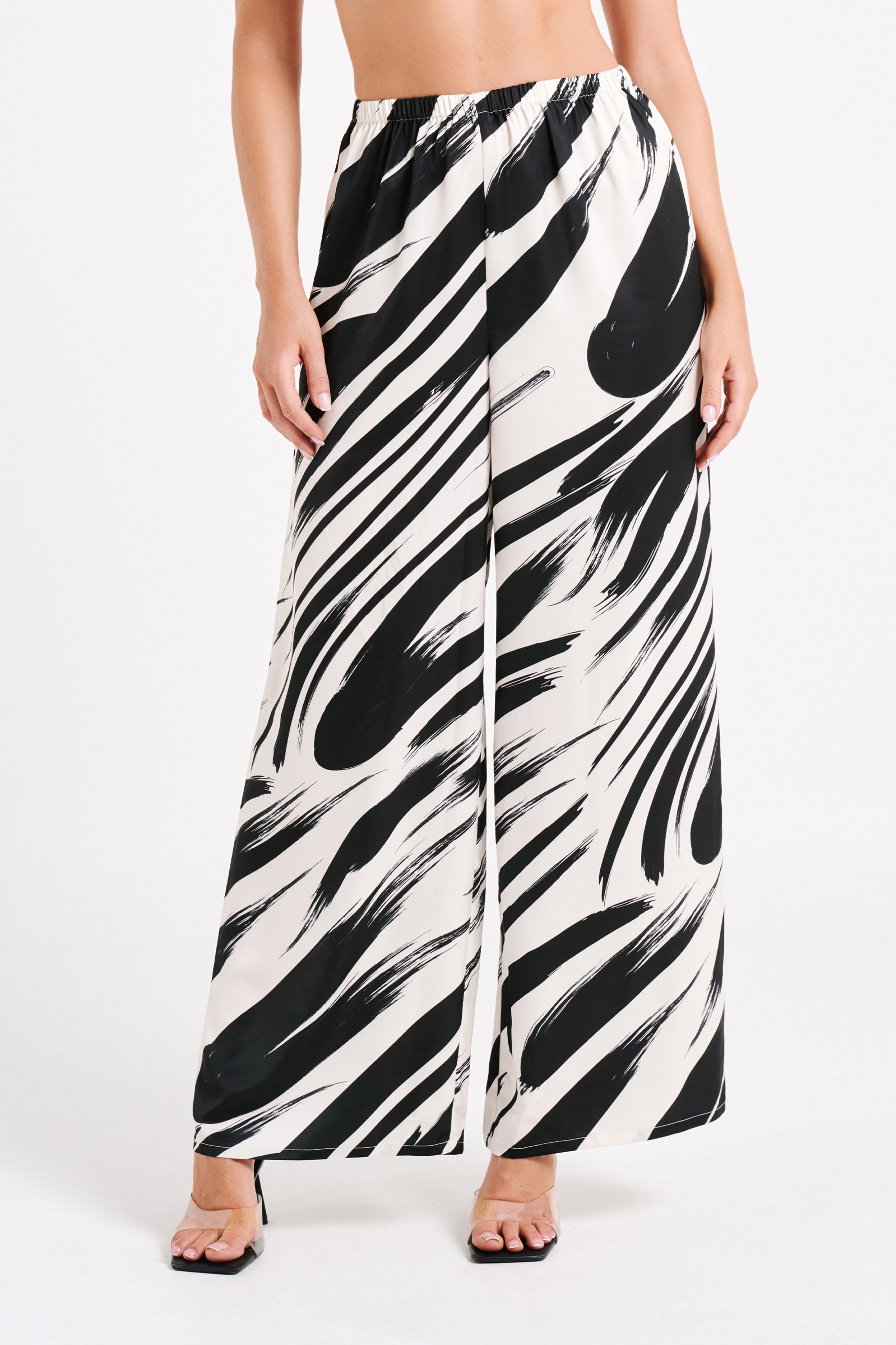 Marciela Printed Satin Straight Leg Pant - Abstract Print