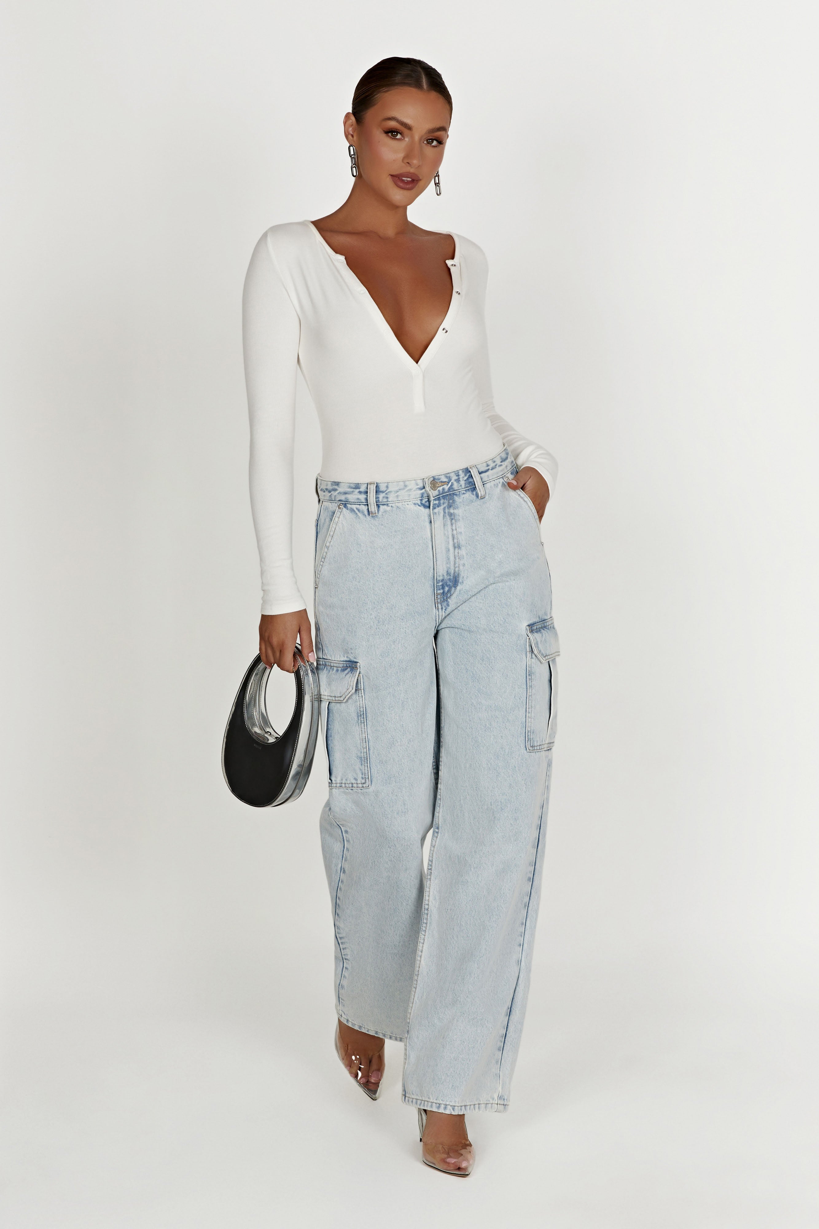 Naomi Long Sleeve Bodysuit - White