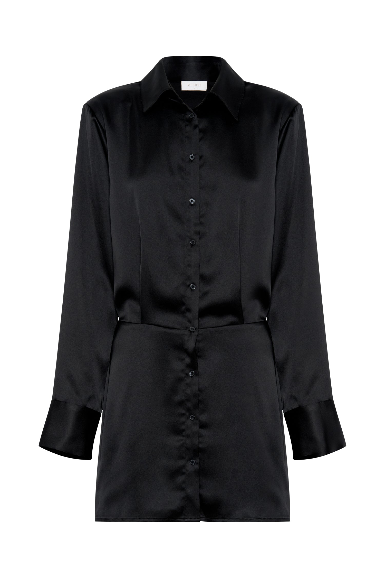 Brielle Satin Shirt Dress - Black