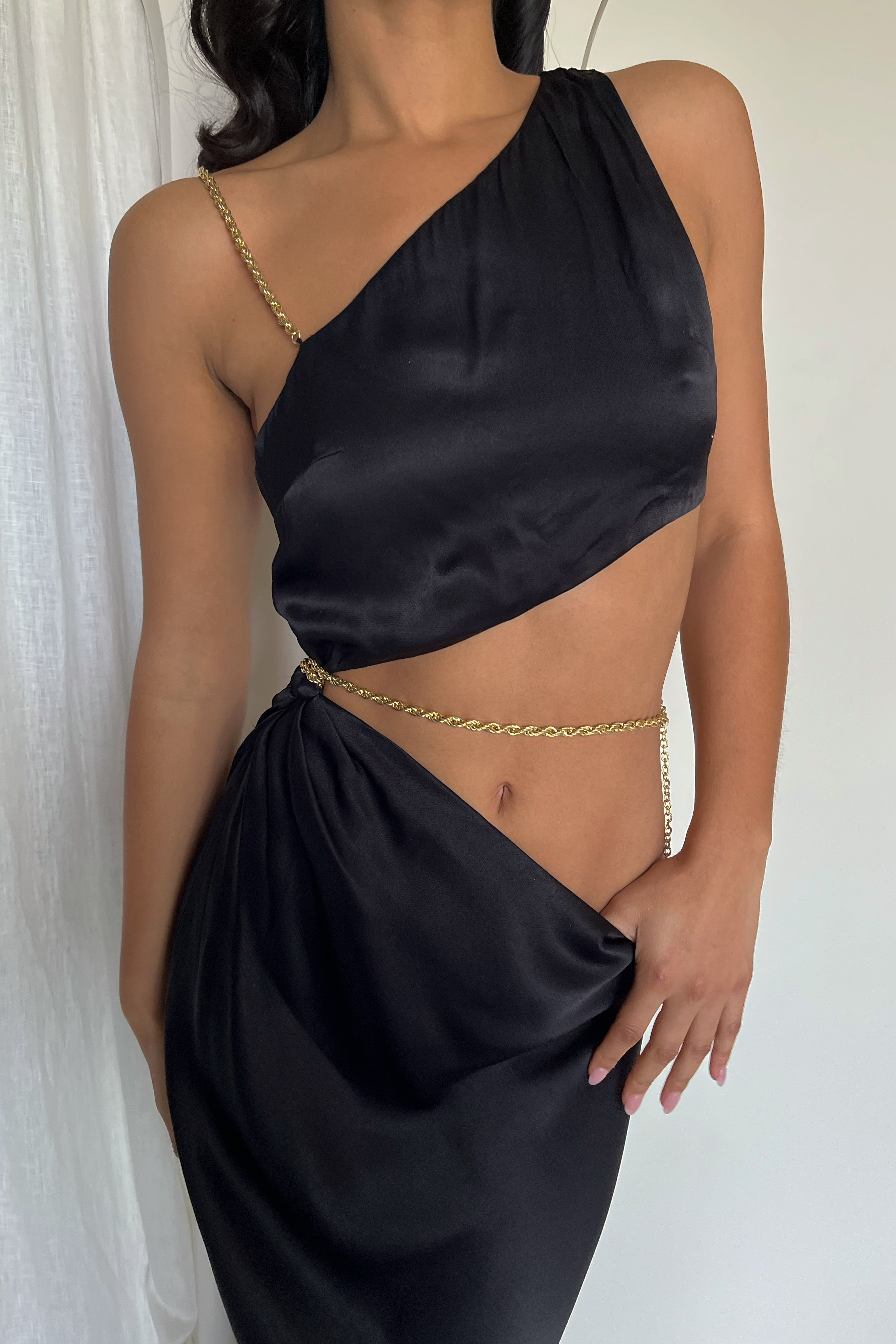 Clementine Chain Maxi Dress - Black