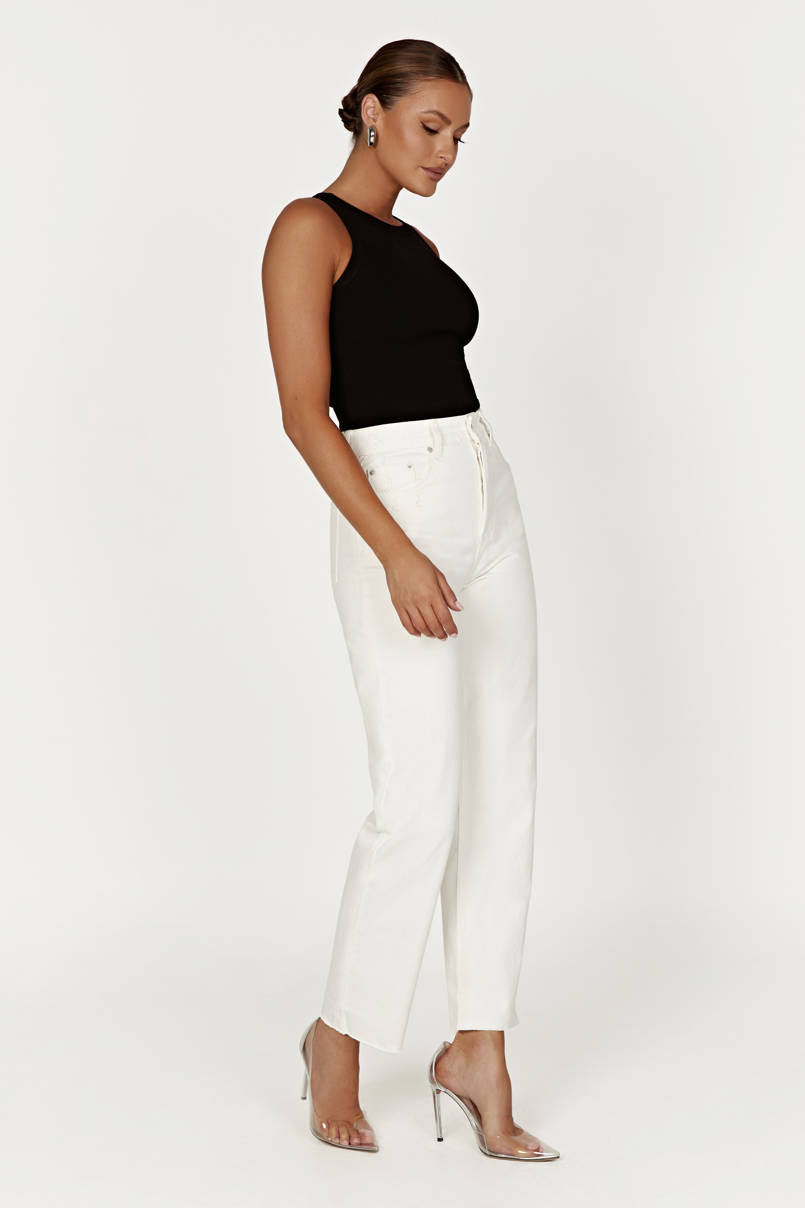 Zanna Ribbed Tank Top - Black