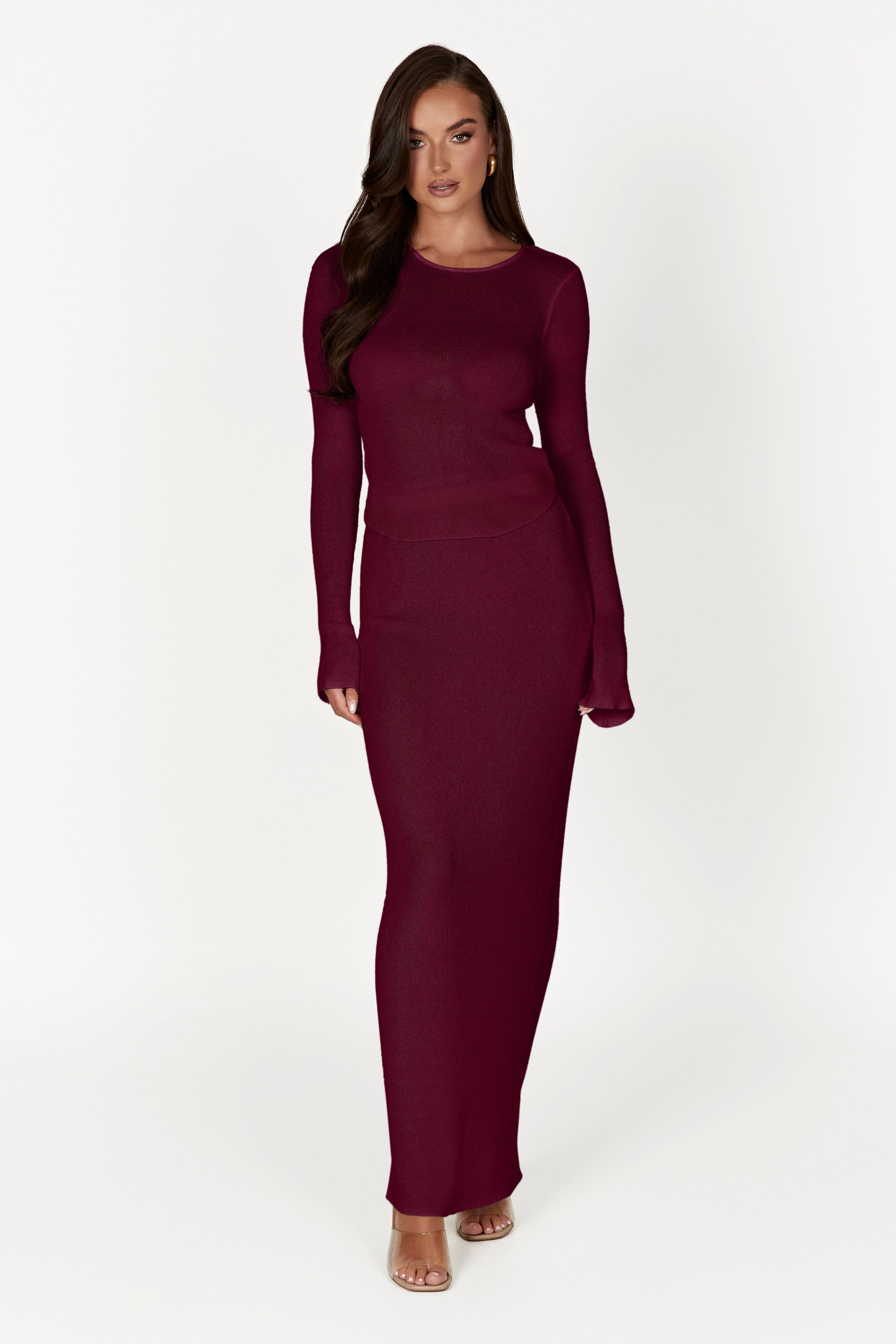 Maribelle Knit Long Sleeve Top - Wine