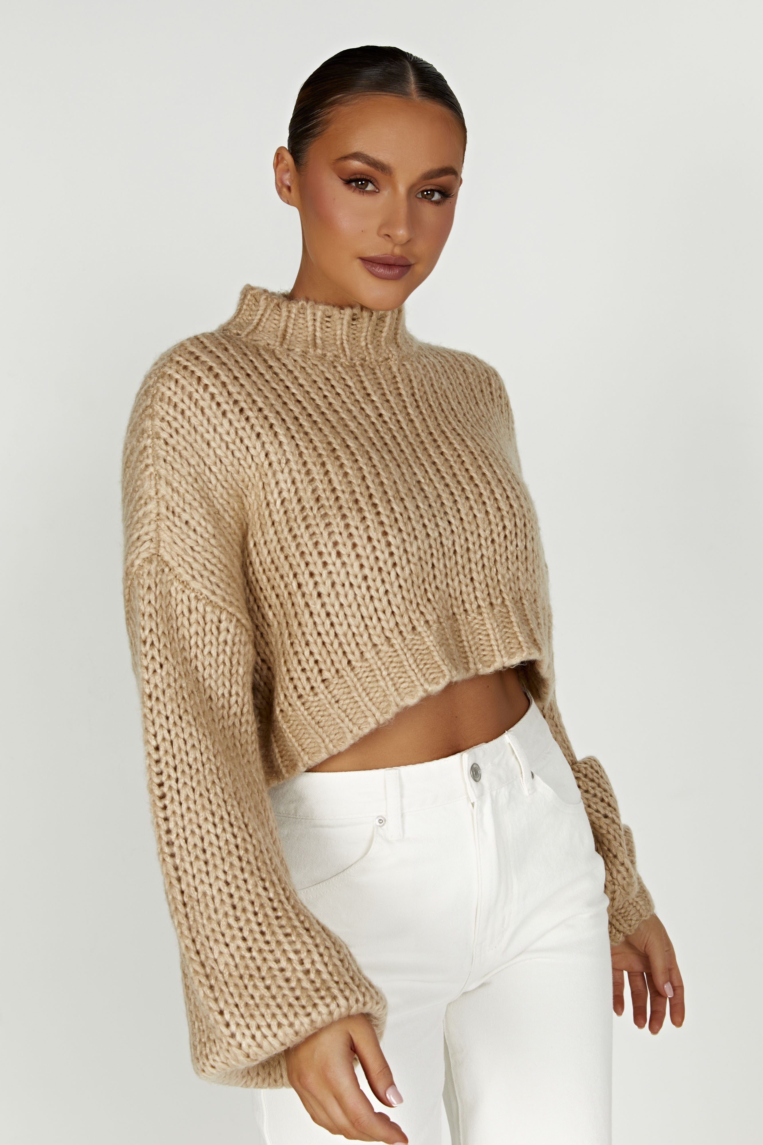 Delphine Chunky Knit Jumper - Taupe