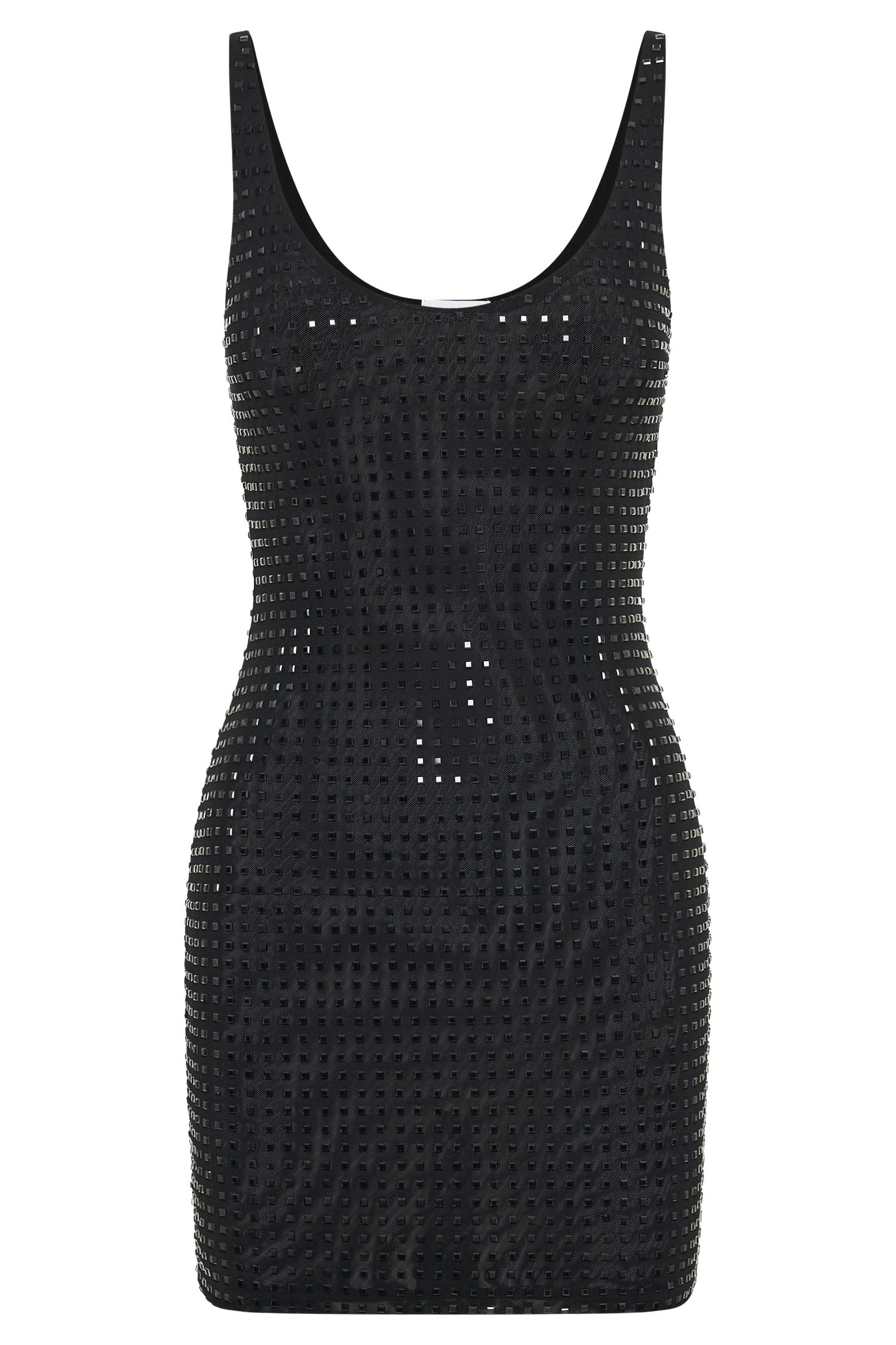 Presley Square Diamante Mini Dress - Black