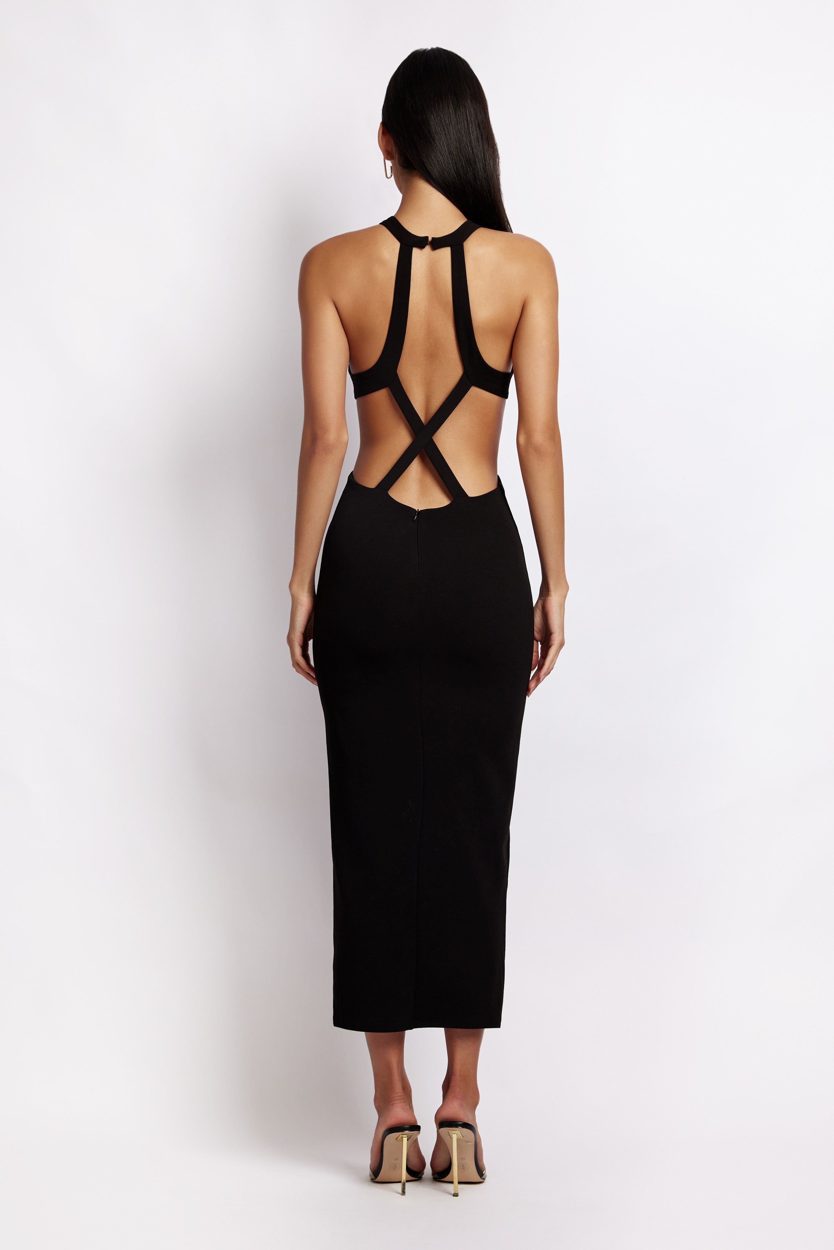 Briana Cut Out Midi Dress - Black