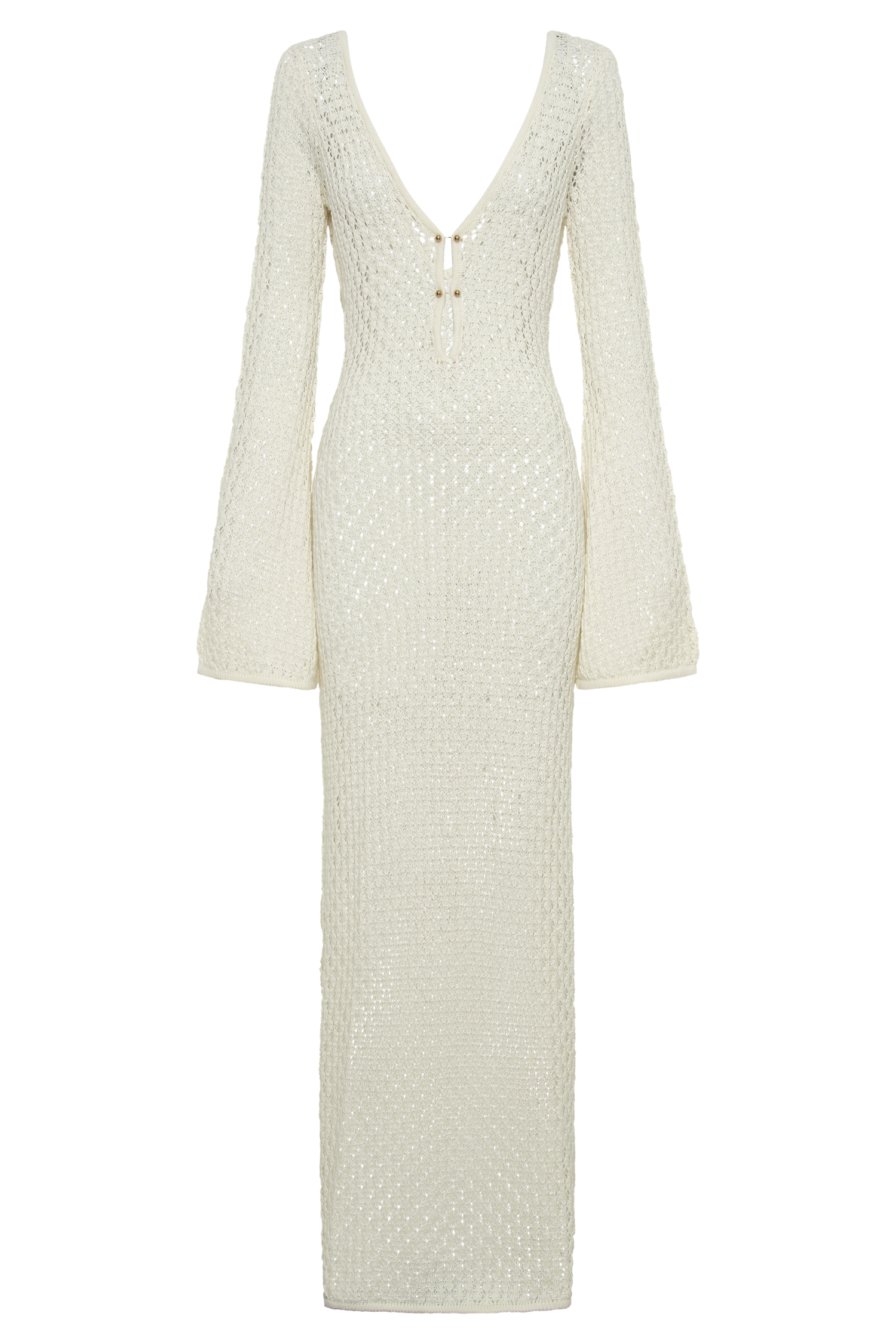 Kayleigh Crochet Fishtail Flare Sleeve Maxi Dress - White