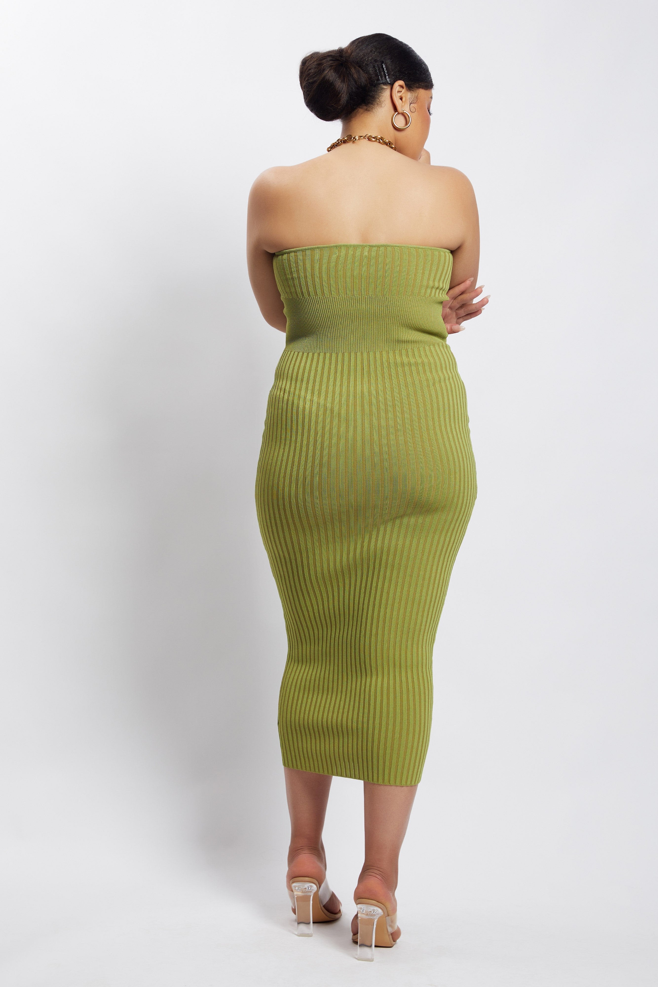 Kyra Strapless Knit Midi Dress - Apple