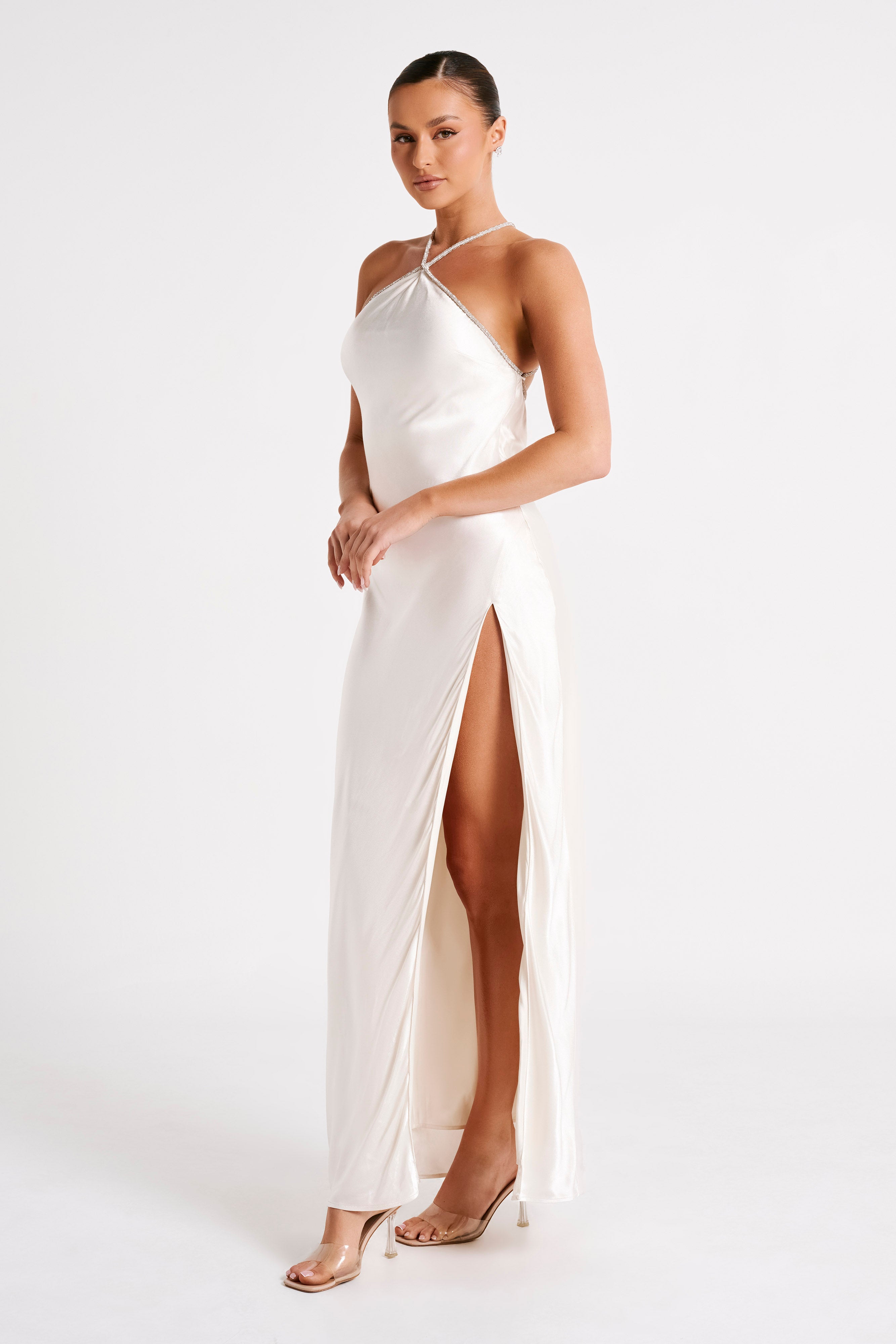 Louise Diamante Rope Maxi Dress - Ivory