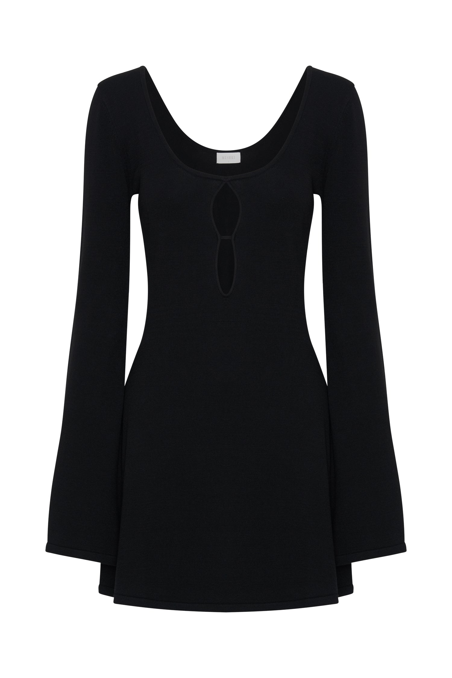 Birdie Long Sleeve Knit Mini Dress - Black