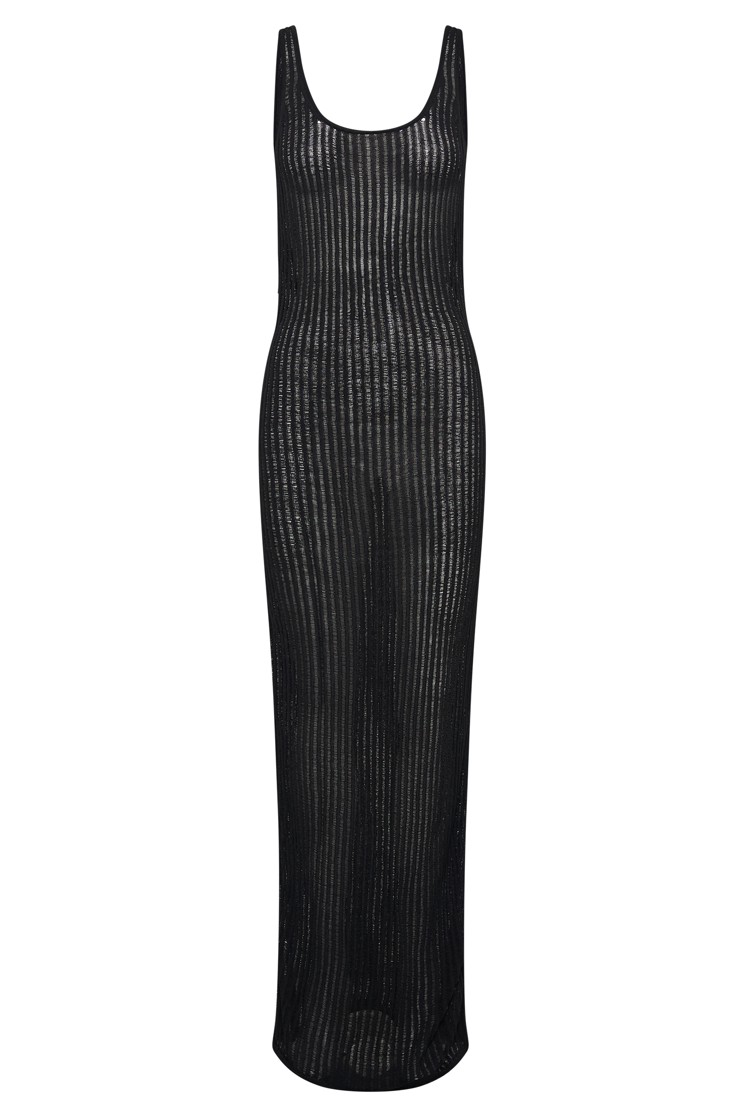 Abbey Ladder Knit Cowl Maxi Dress - Black