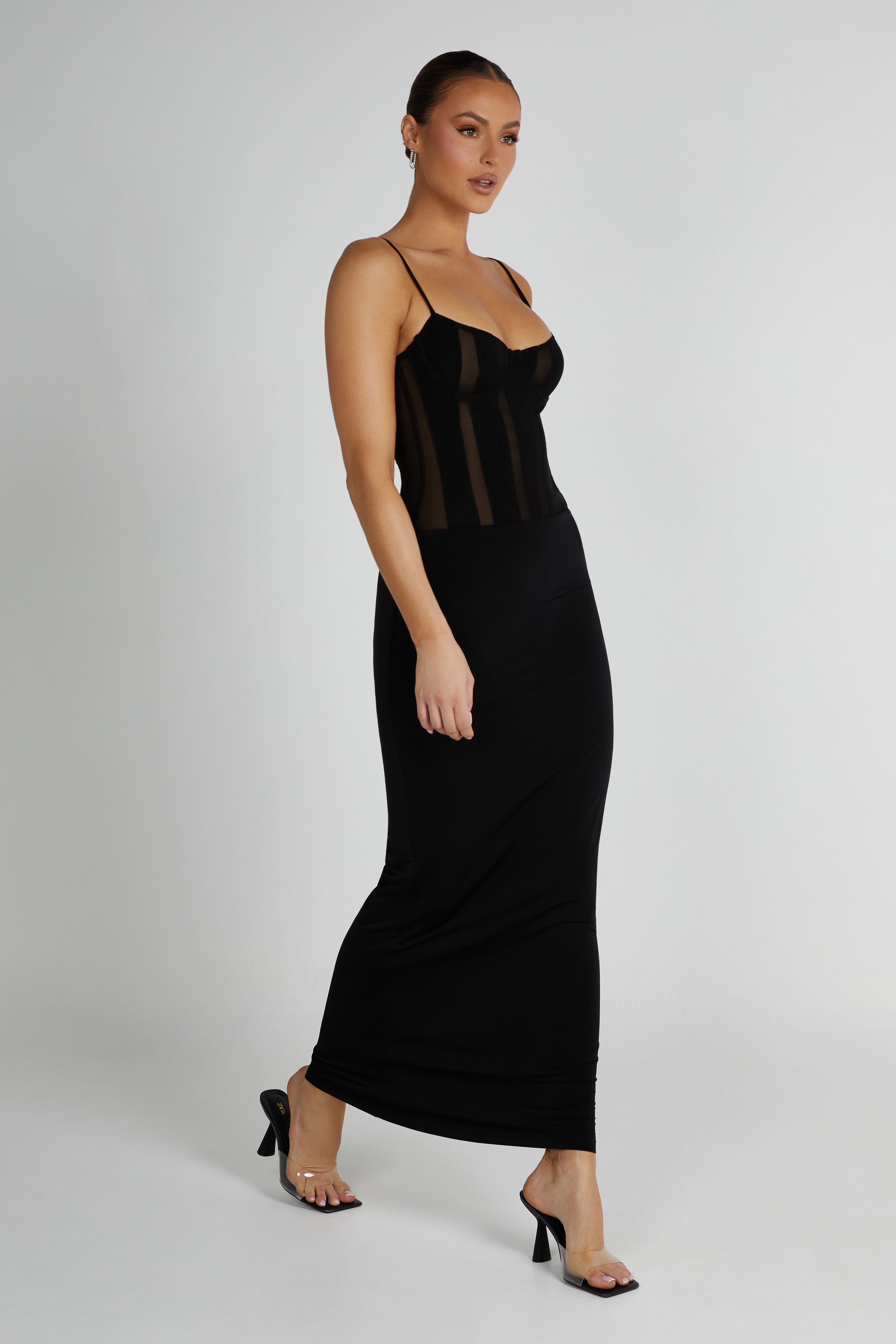 Priya Panelled Maxi Dress - Black