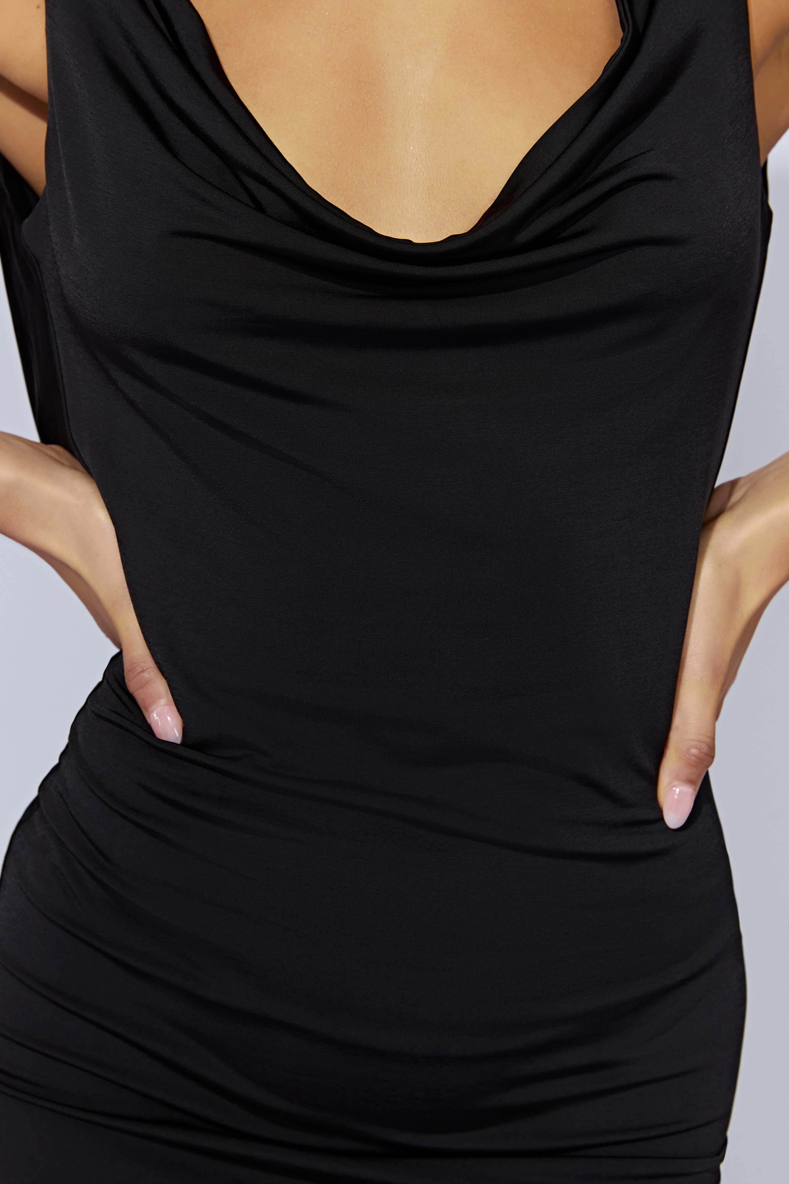 Juliette Cowl Mini Dress - Black