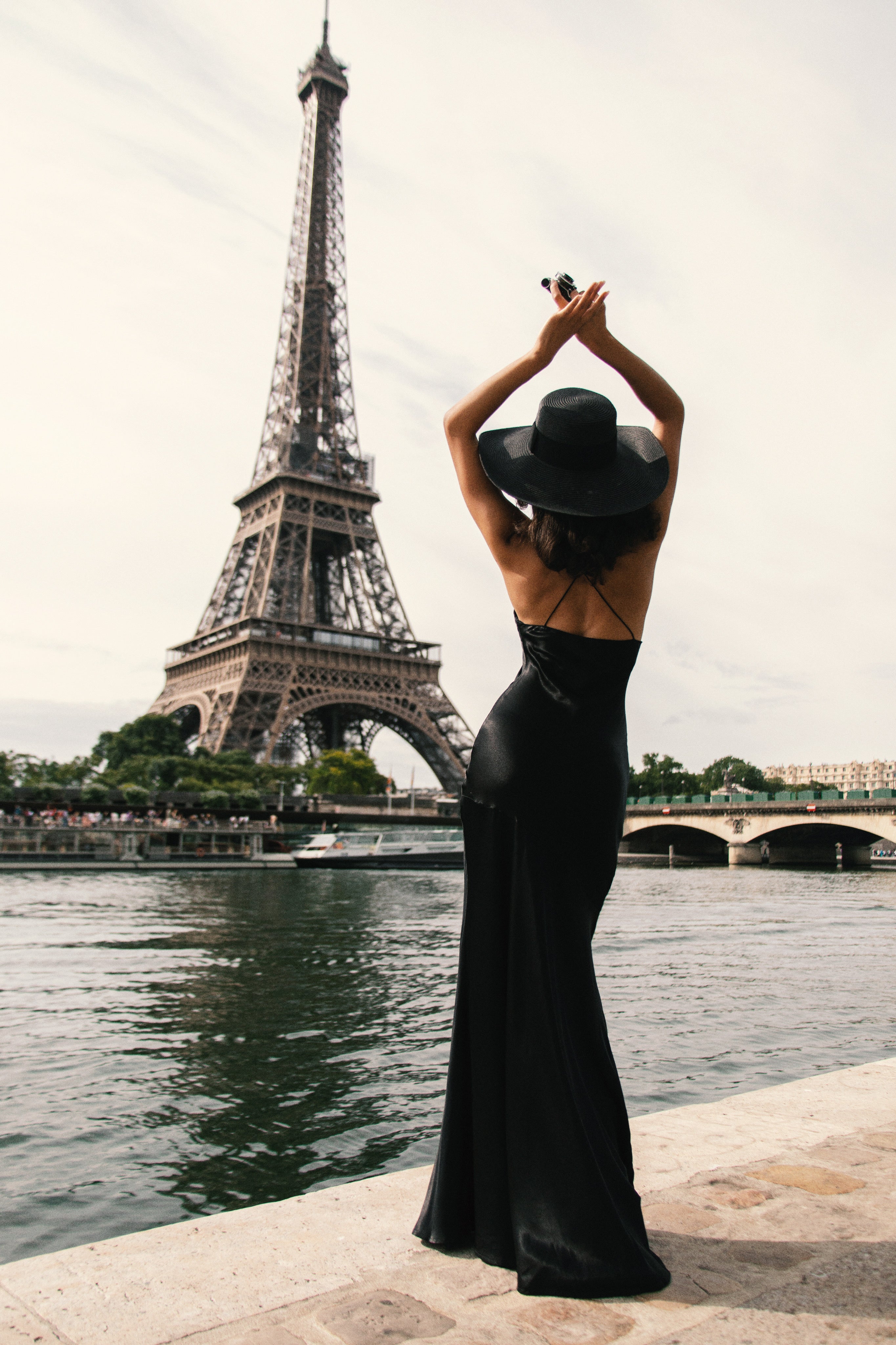 Avery Satin Maxi Halter Dress - Black