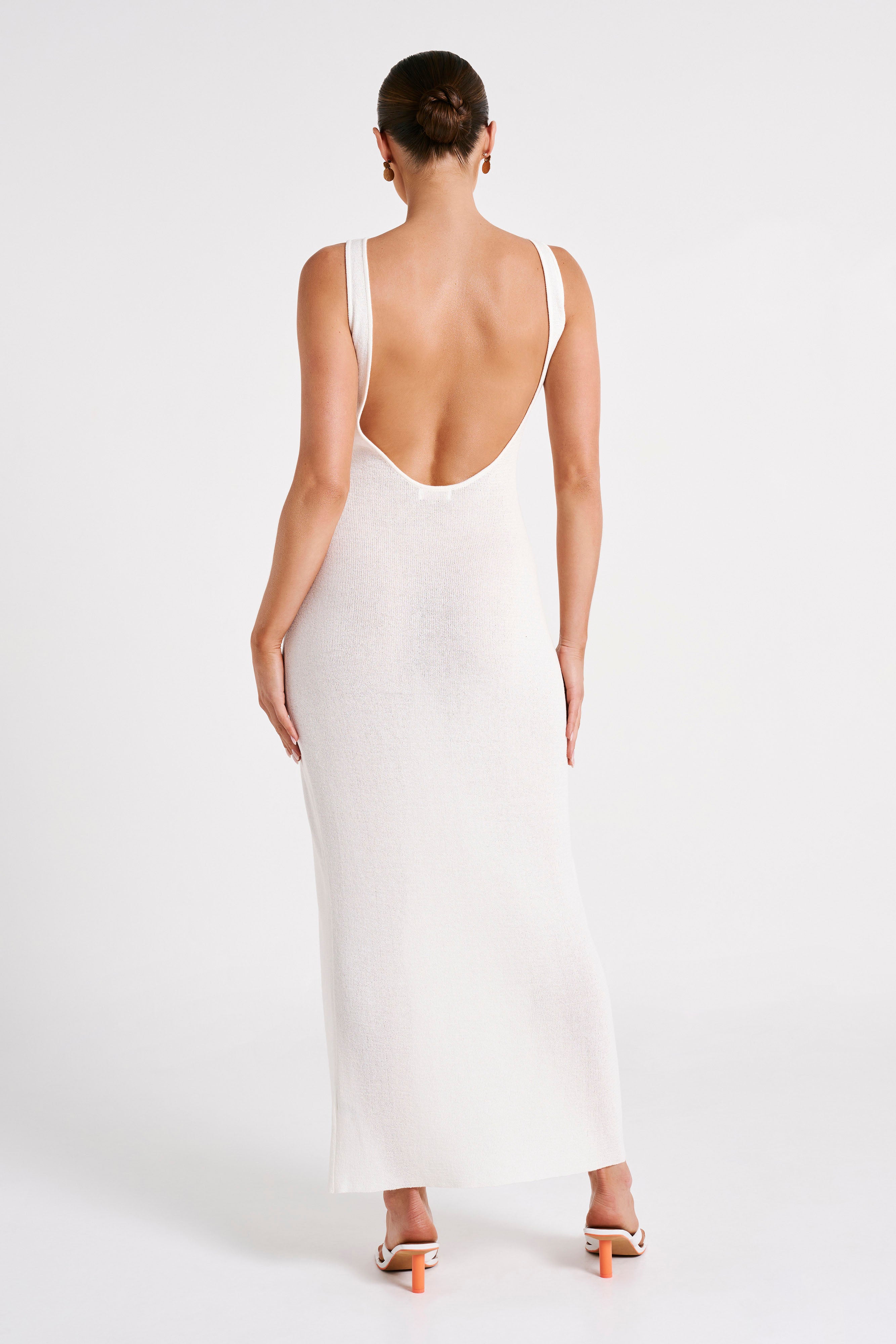Maxine Sheer Knit Maxi Dress - White