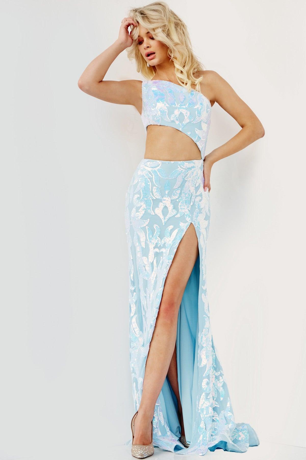 Jovani 22853 Long Formal One Shoulder Fitted Prom Gown