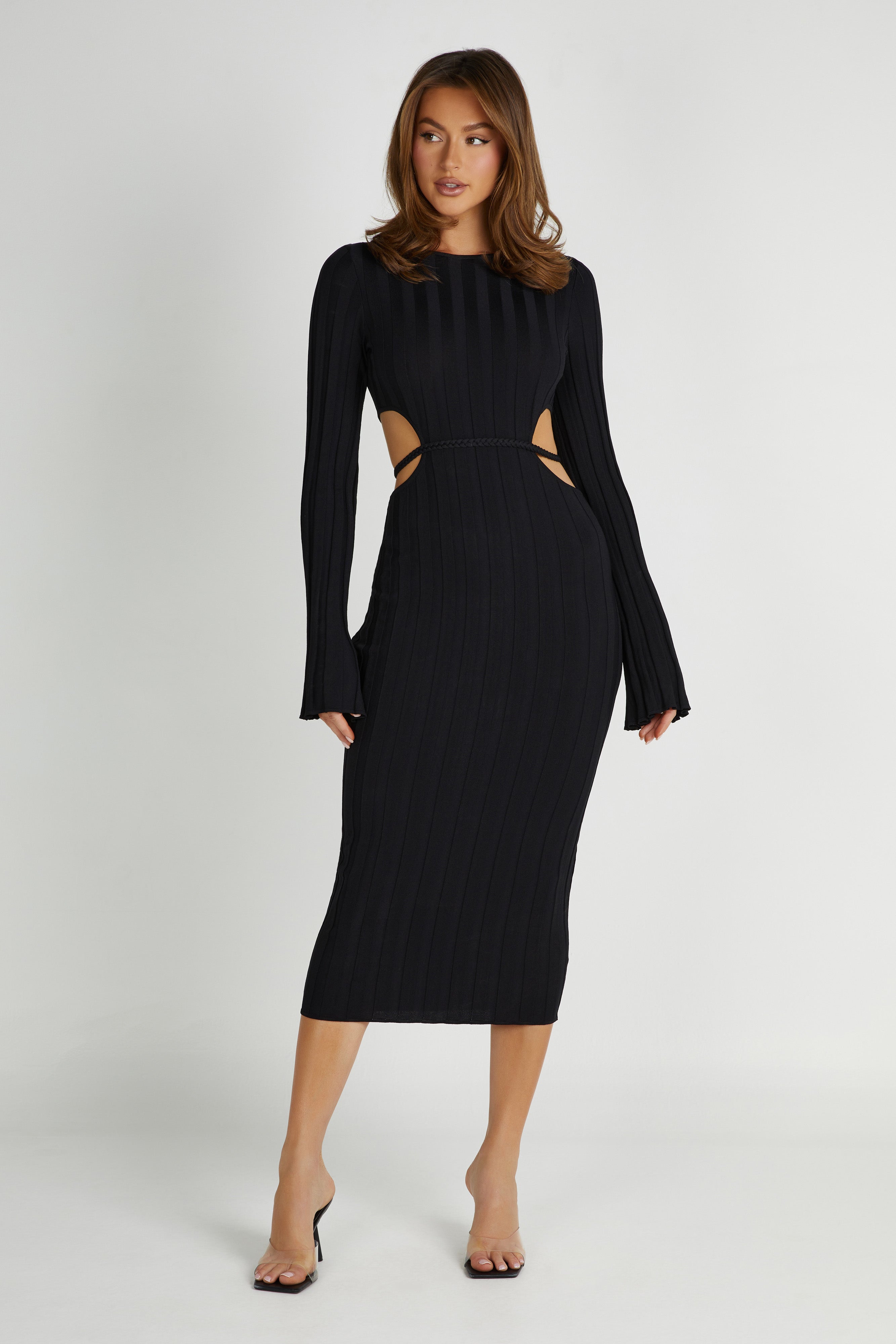 Valentine's Day Knit Midi Dress - Black