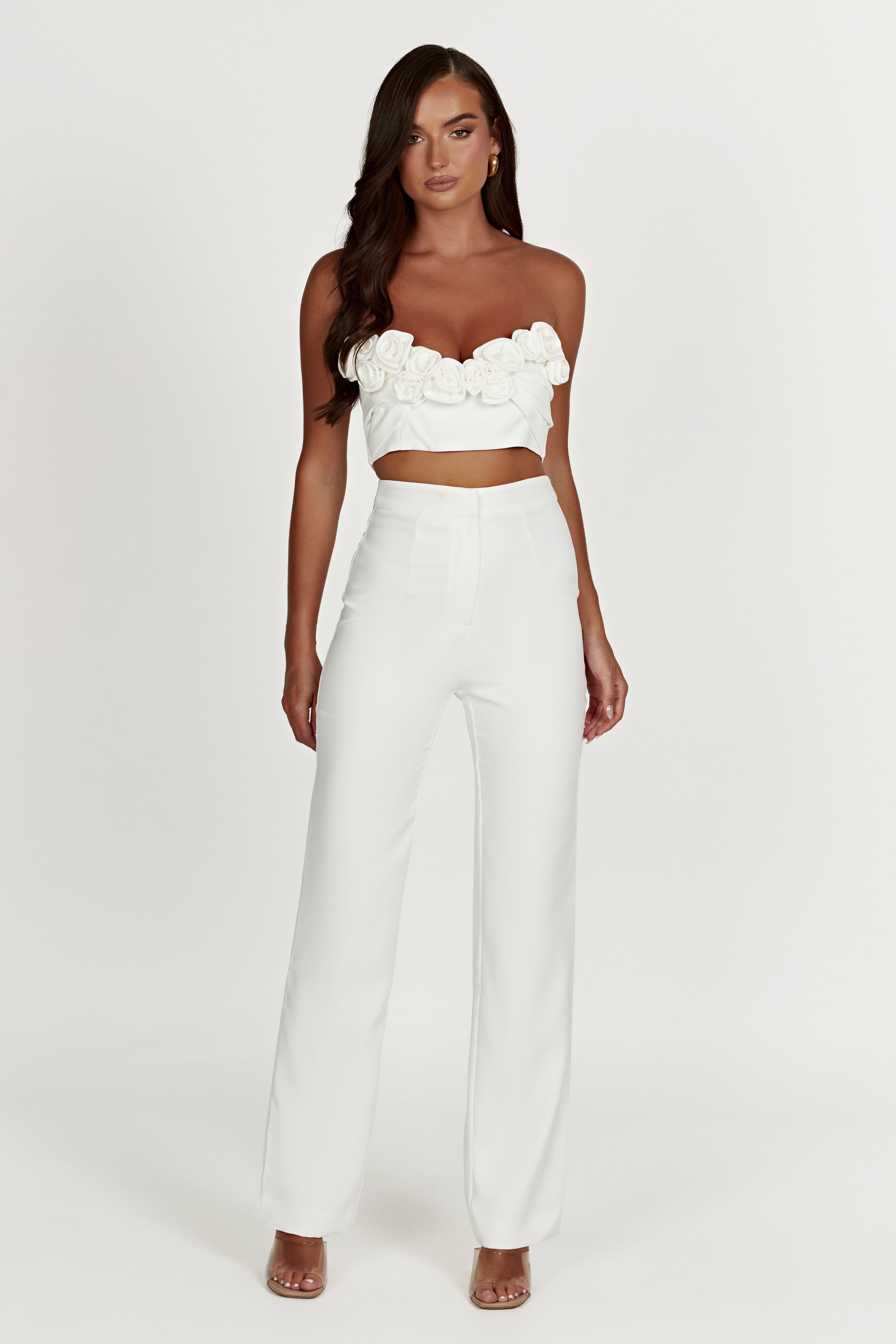 Paloma Rose Crop Top - White