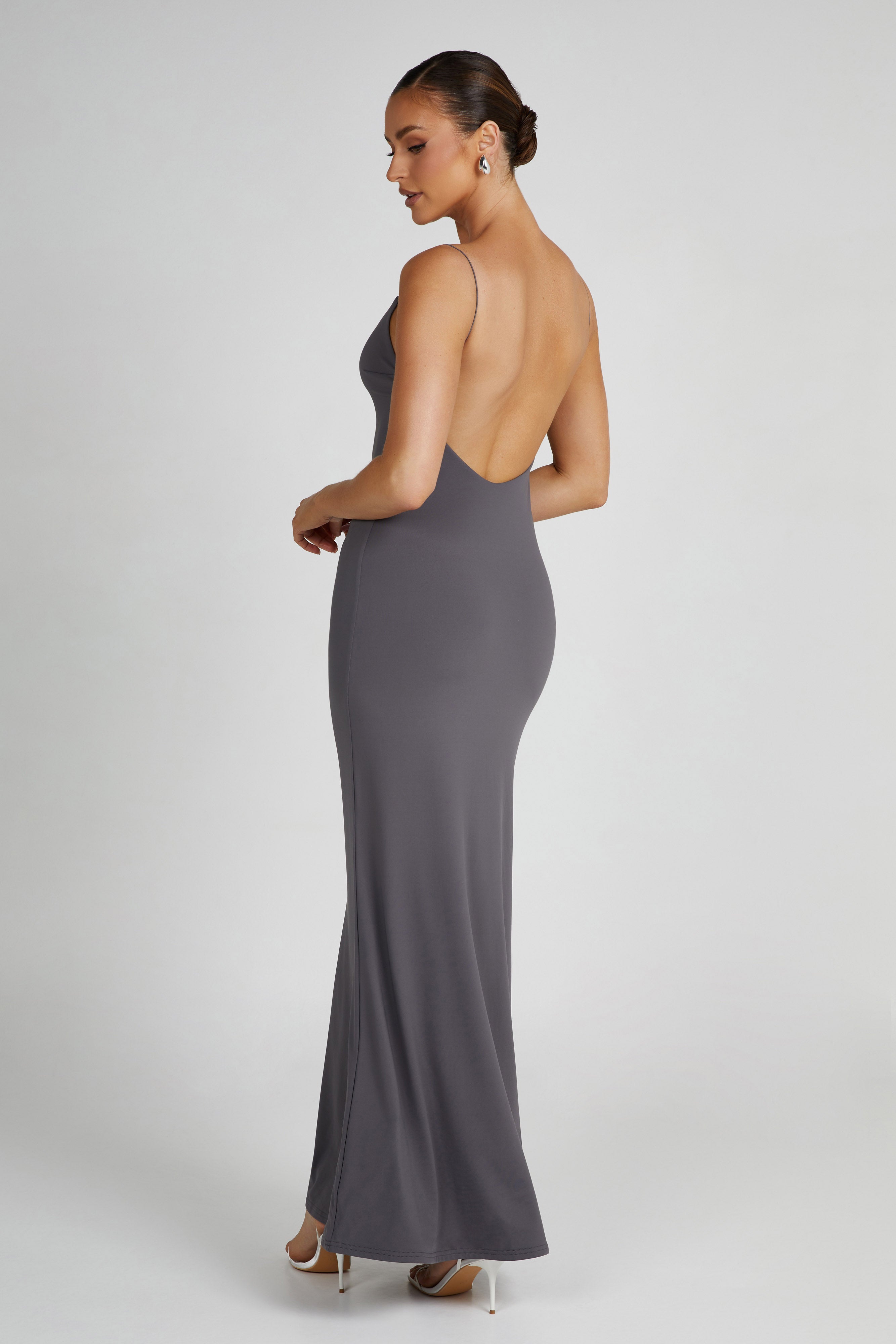 Nikkita Recycled Nylon Strappy Maxi Dress - Charcoal