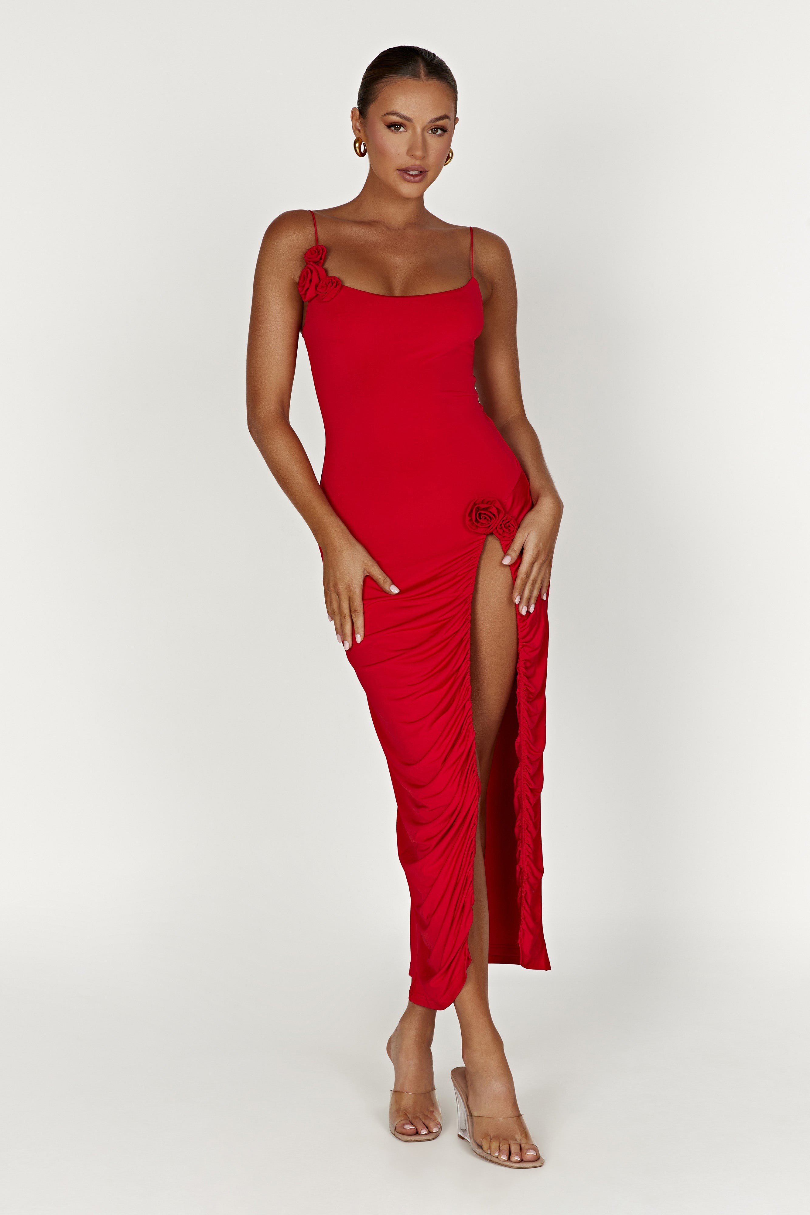 Nevaeh Rose Midi Dress - Red