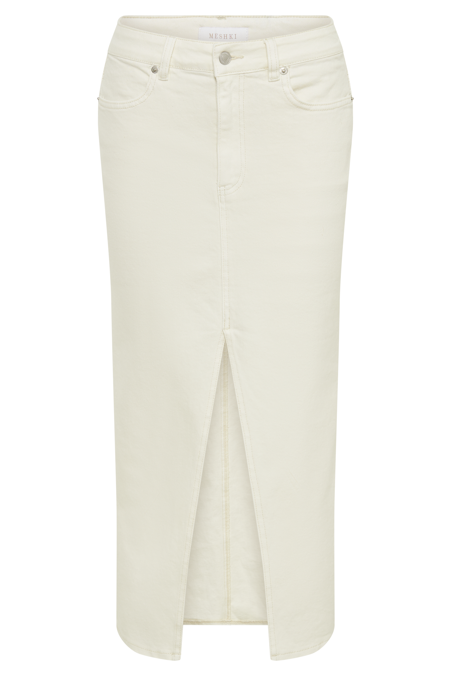 Acacia Denim Midi Skirt - Ecru