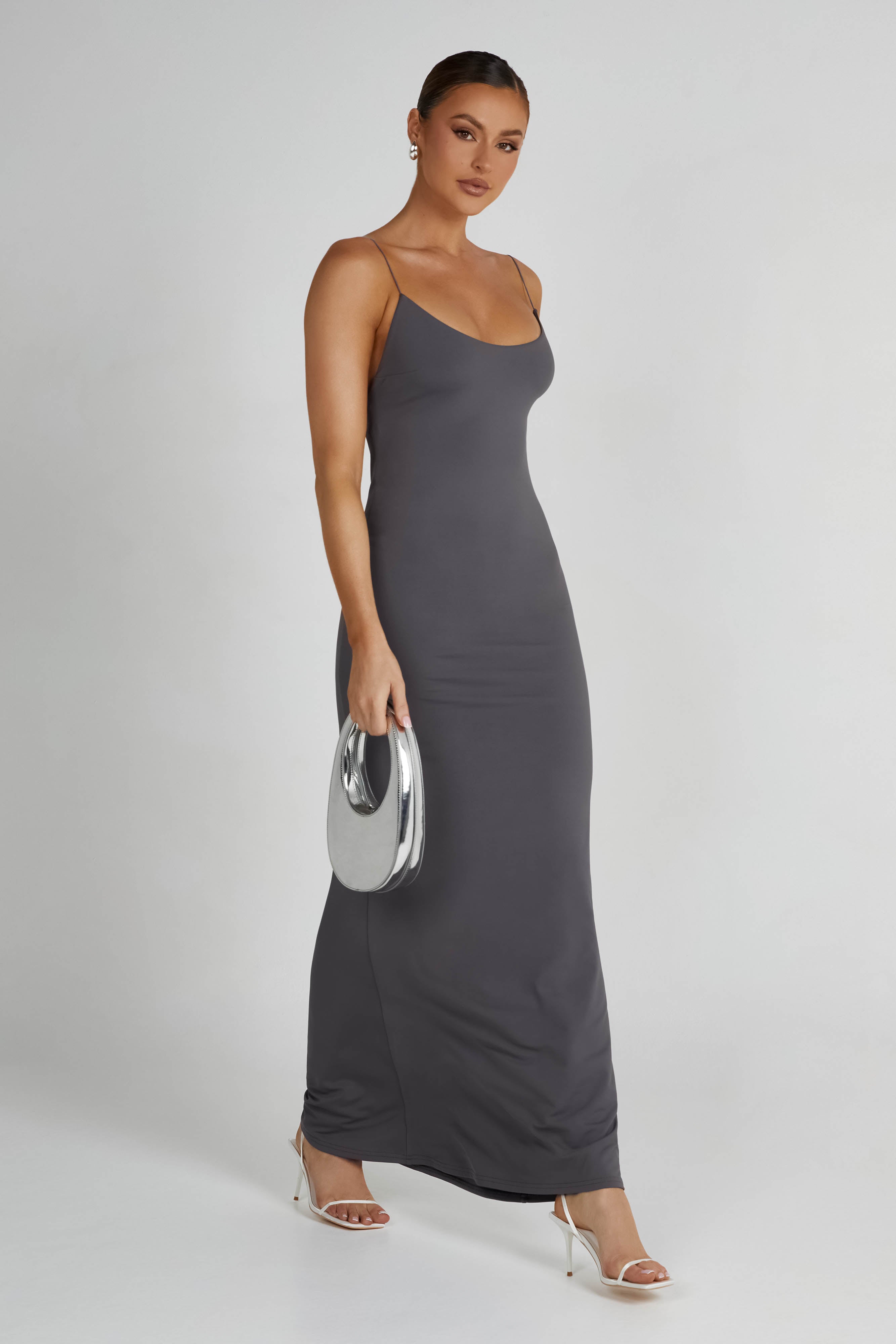 Nikkita Recycled Nylon Strappy Maxi Dress - Charcoal