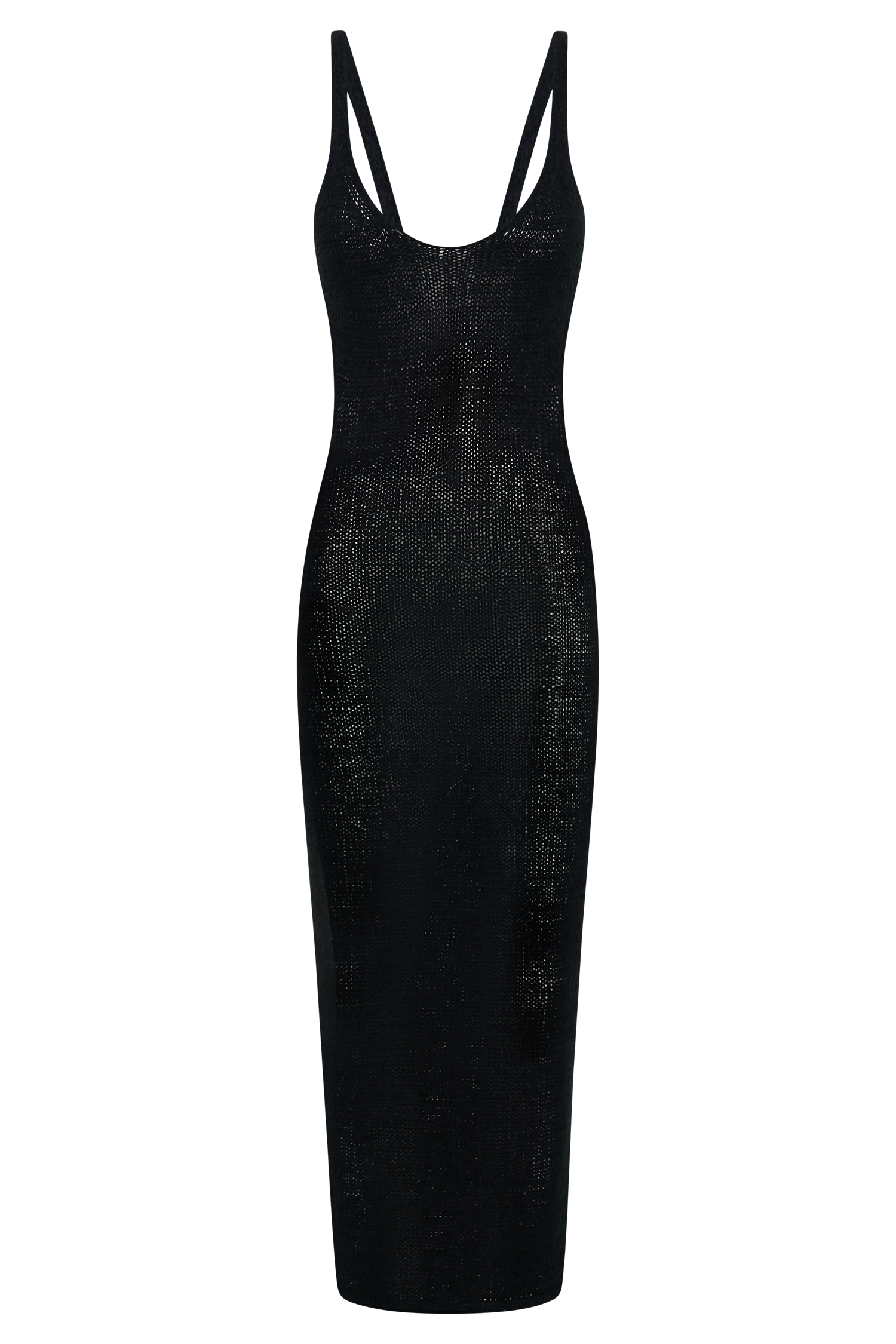 Shae Scoop Neck Knit Midi Dress - Black