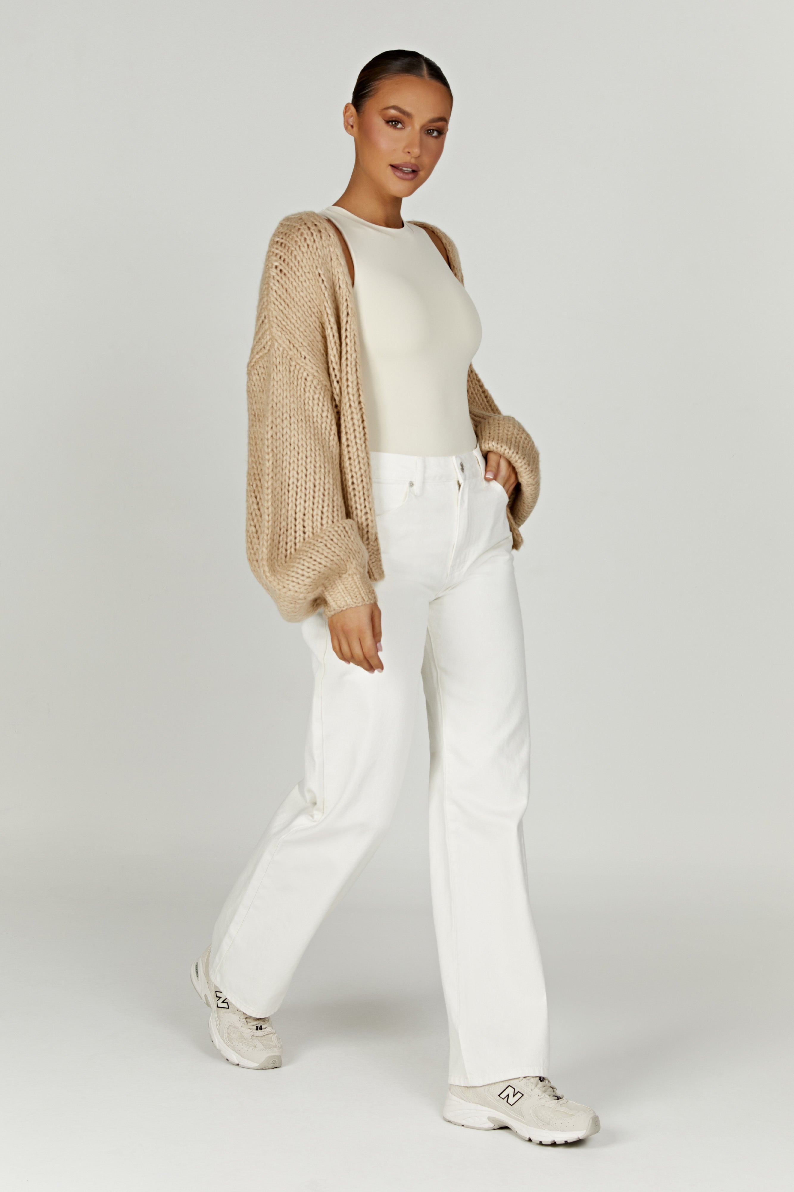 Irina Chunky Knit Cardigan - Taupe