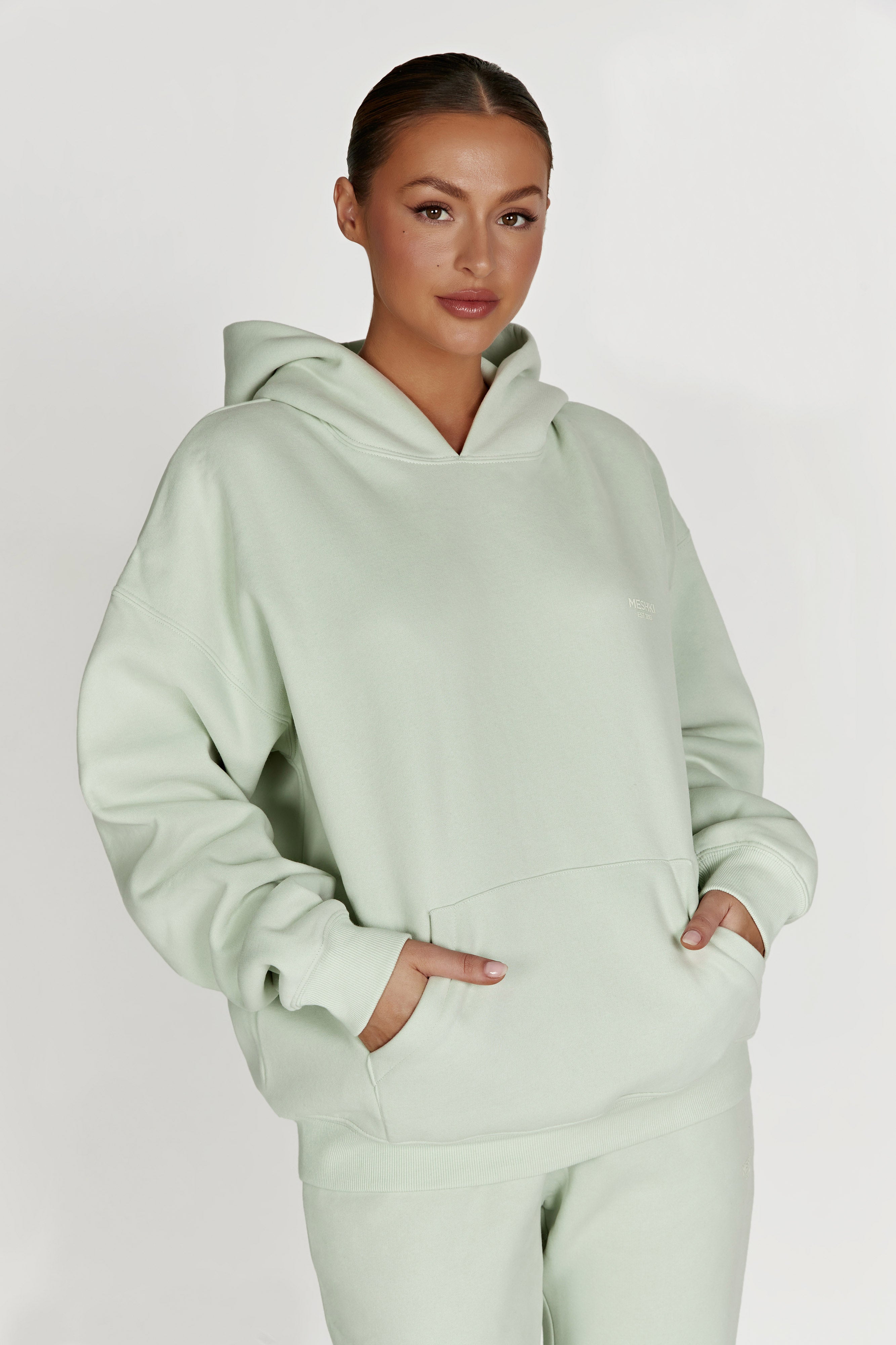 Bernie Oversized Unisex Hoodie - Light Sage