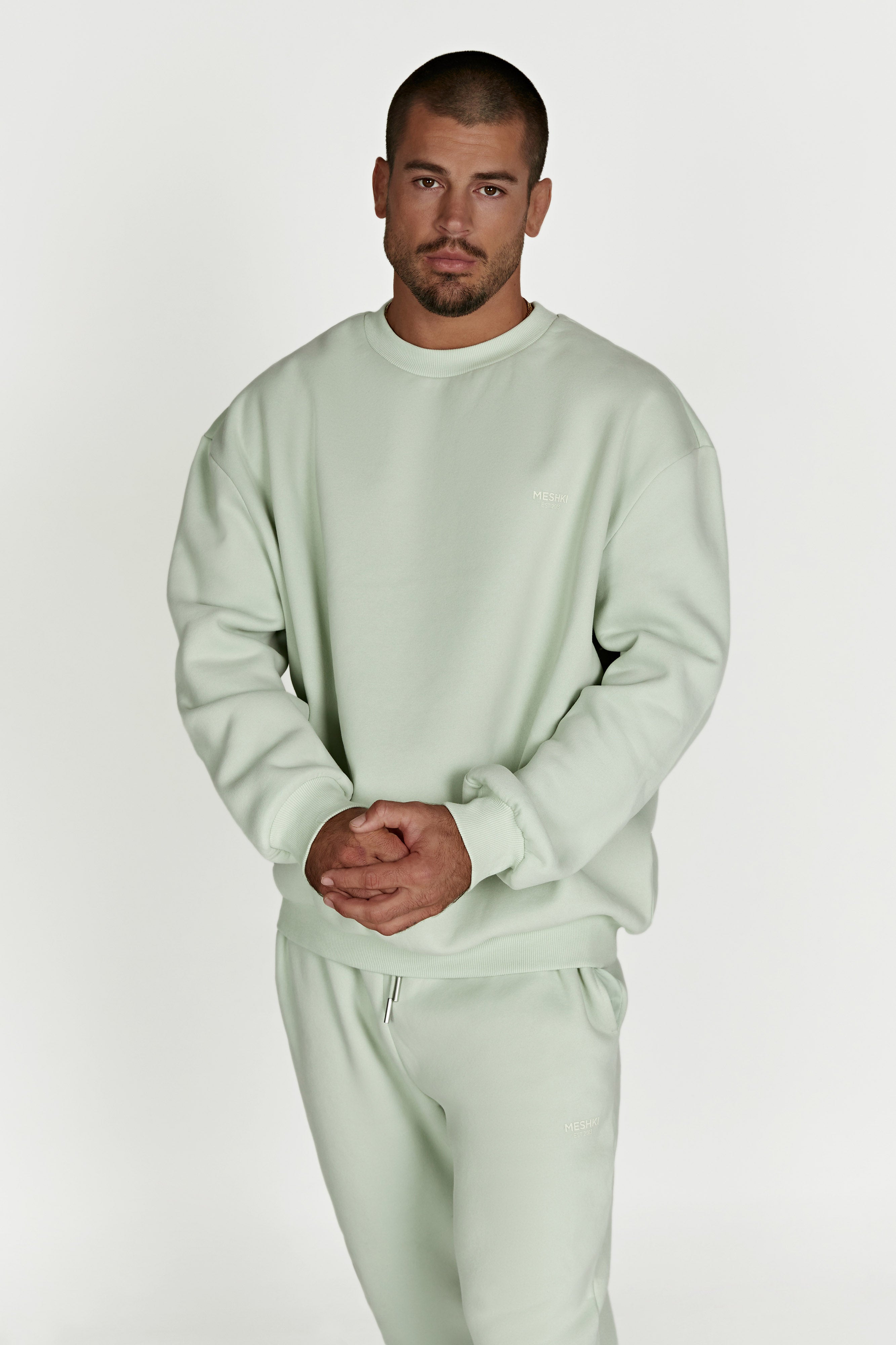 Phoenix Oversized Unisex Crewneck Jumper - Light Sage