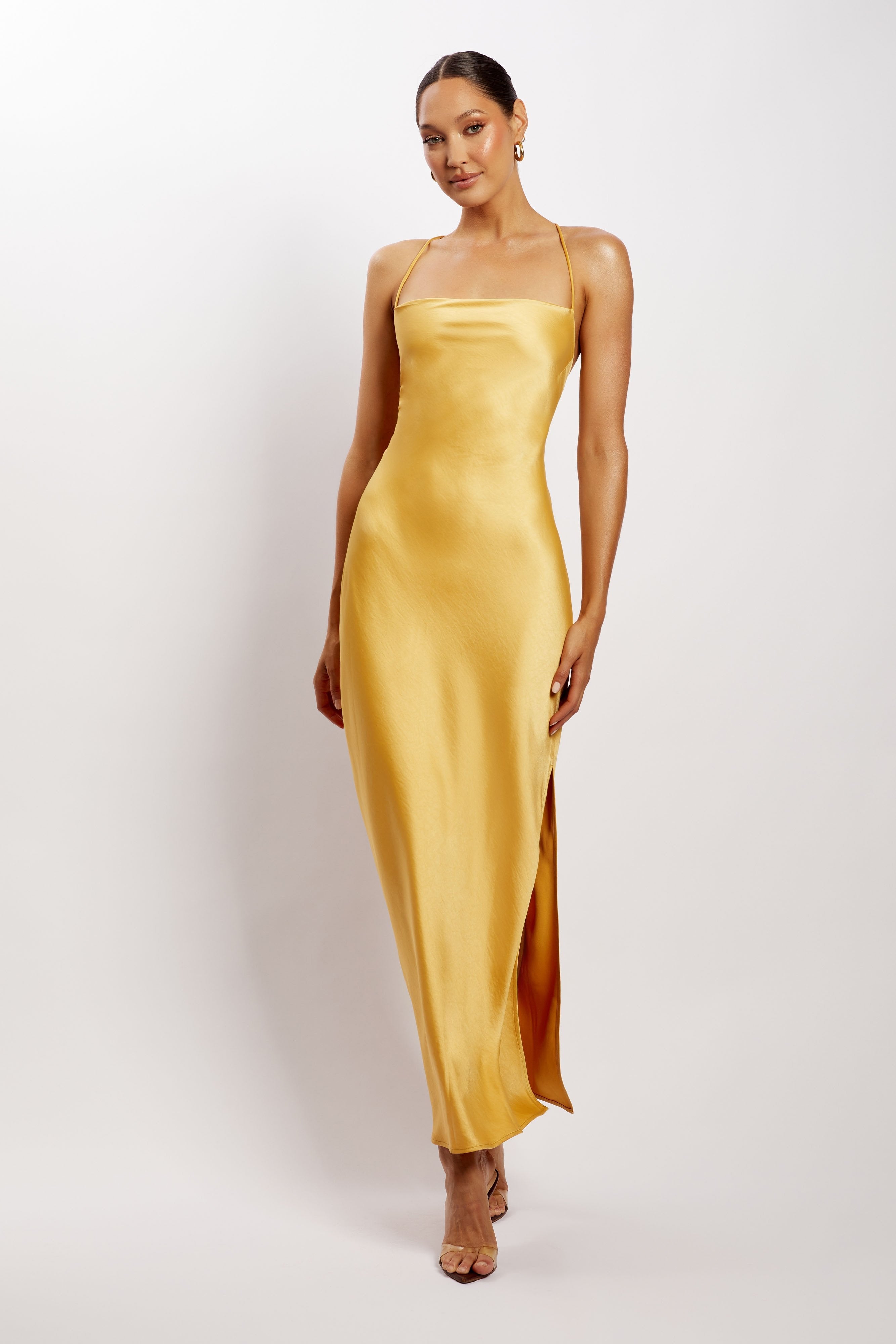 Sydney Straight Neck Slip Maxi Dress - Yellow