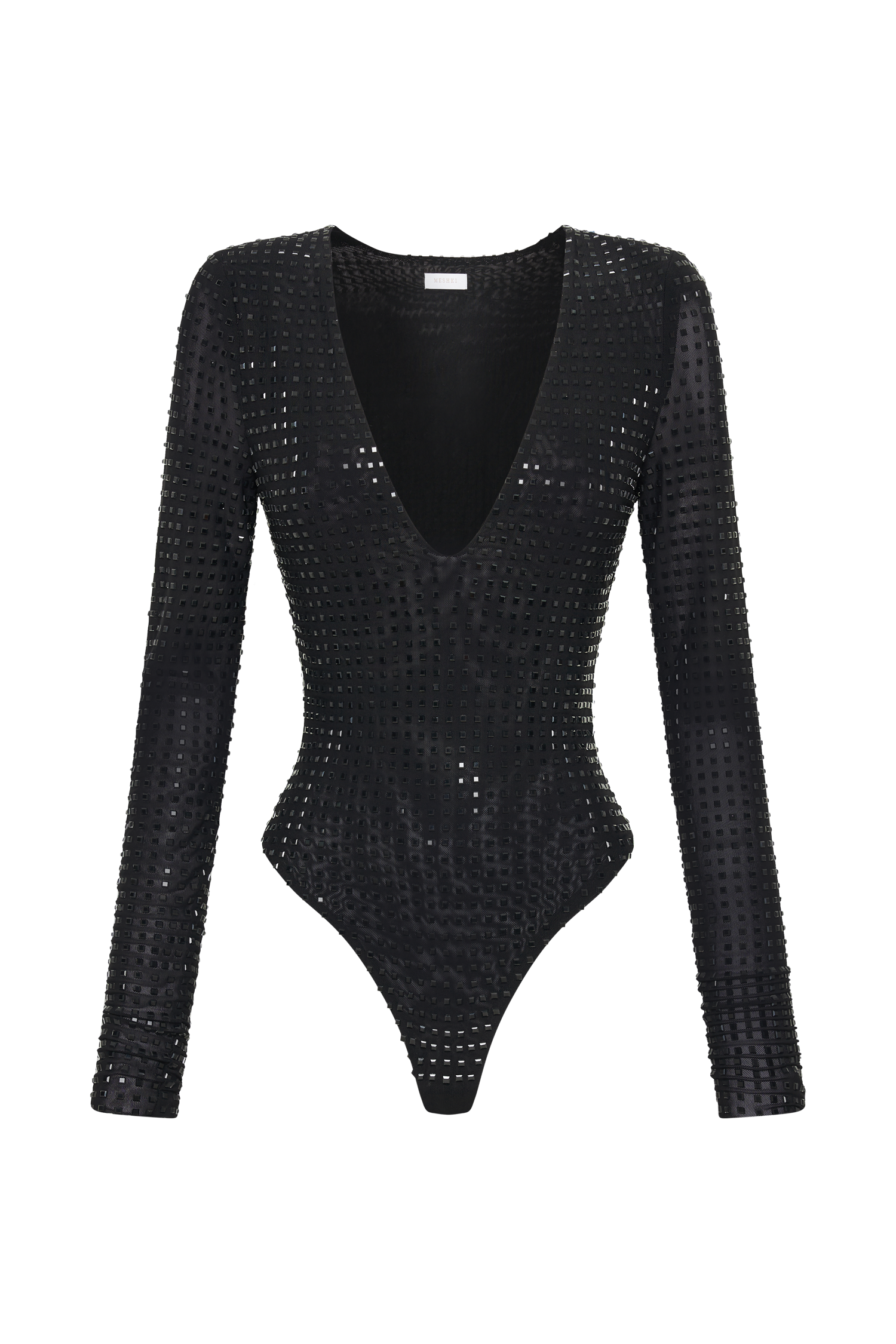 Keenan Square Diamante Bodysuit - Black